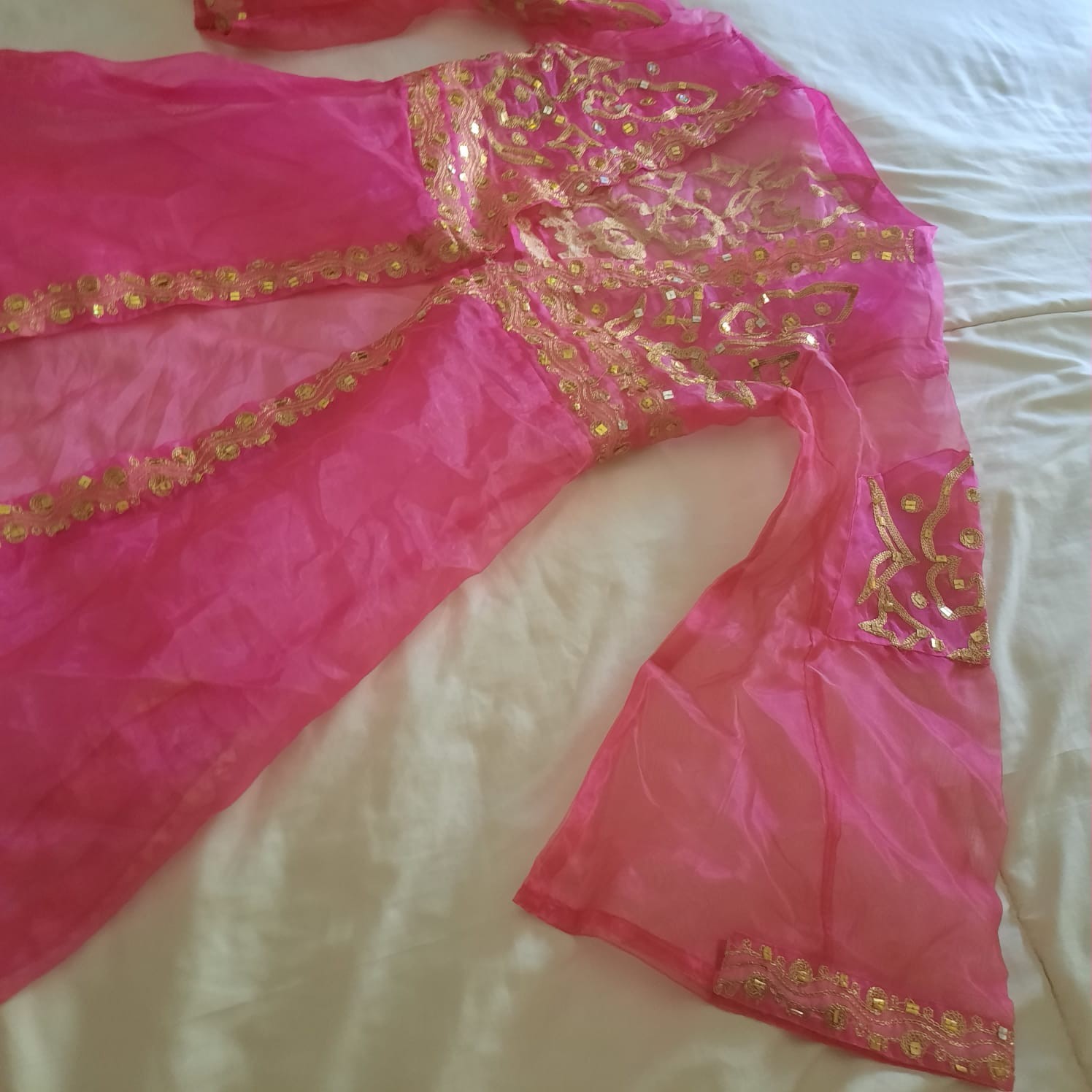 Vintage Pink Moroccan Caftan Kaftan Thobe Gold Embroidered Sequins Maxi Dress