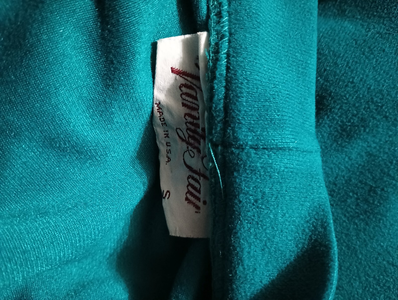 S Vintage VTG Small Vanity Fair Bath Robe House Coat – Dark Aqua w Tie