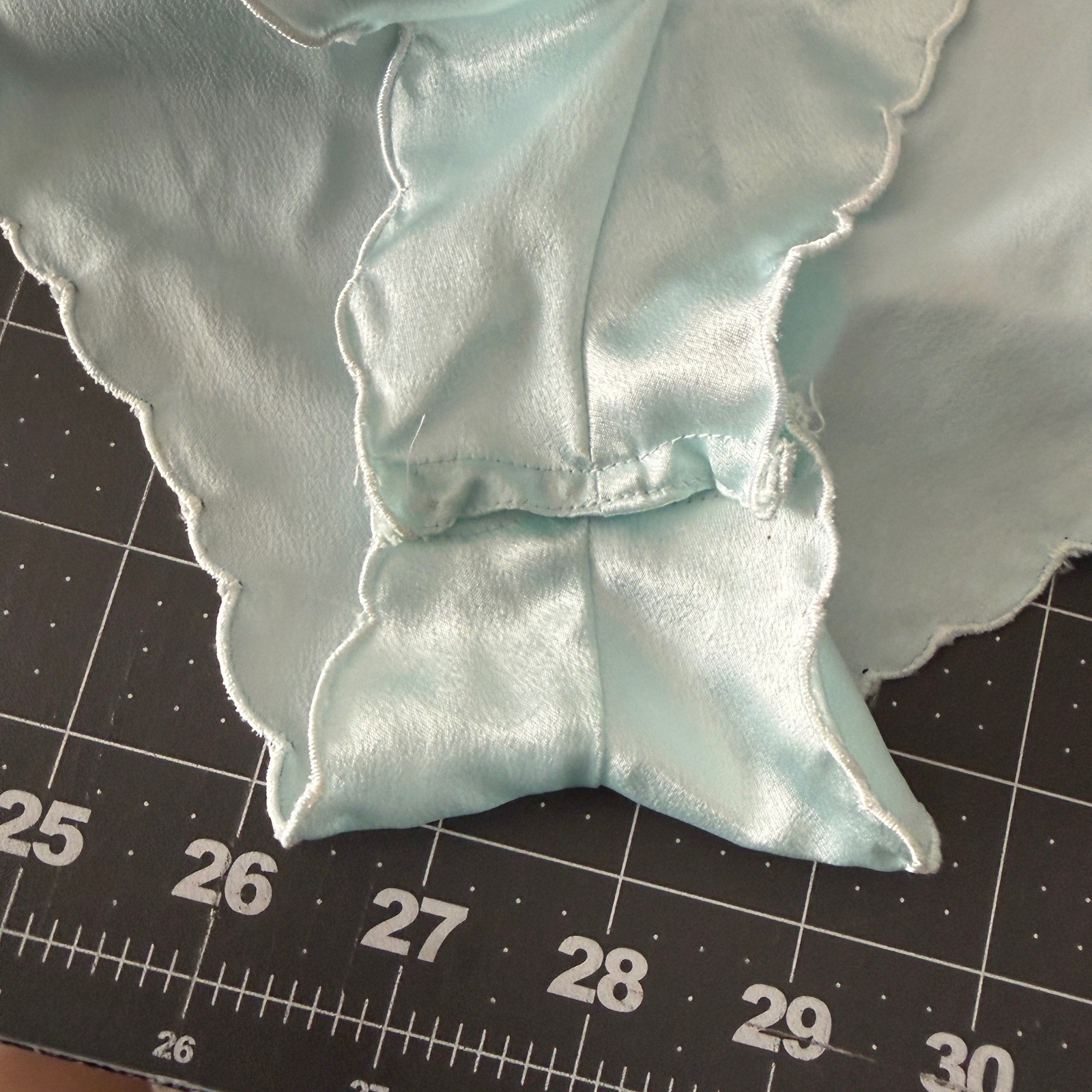 VTG Coquette Blue Satin Lace Teddy Floral Scalloped S/M Retro Bridal Soft Girl