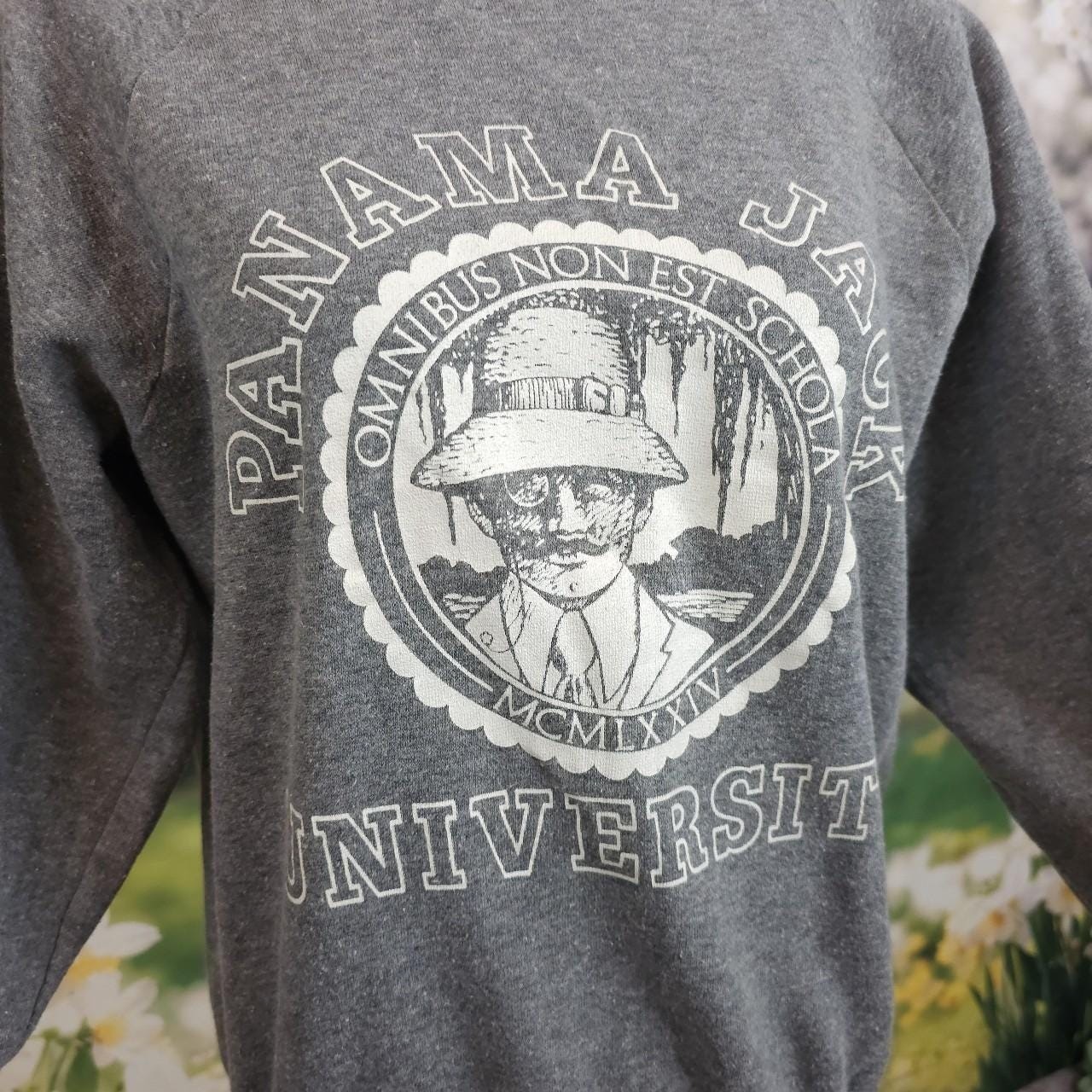 Grey Vintage Panama Jack Crewneck Sweatshirt 1983 University Style Hoodie 80s
