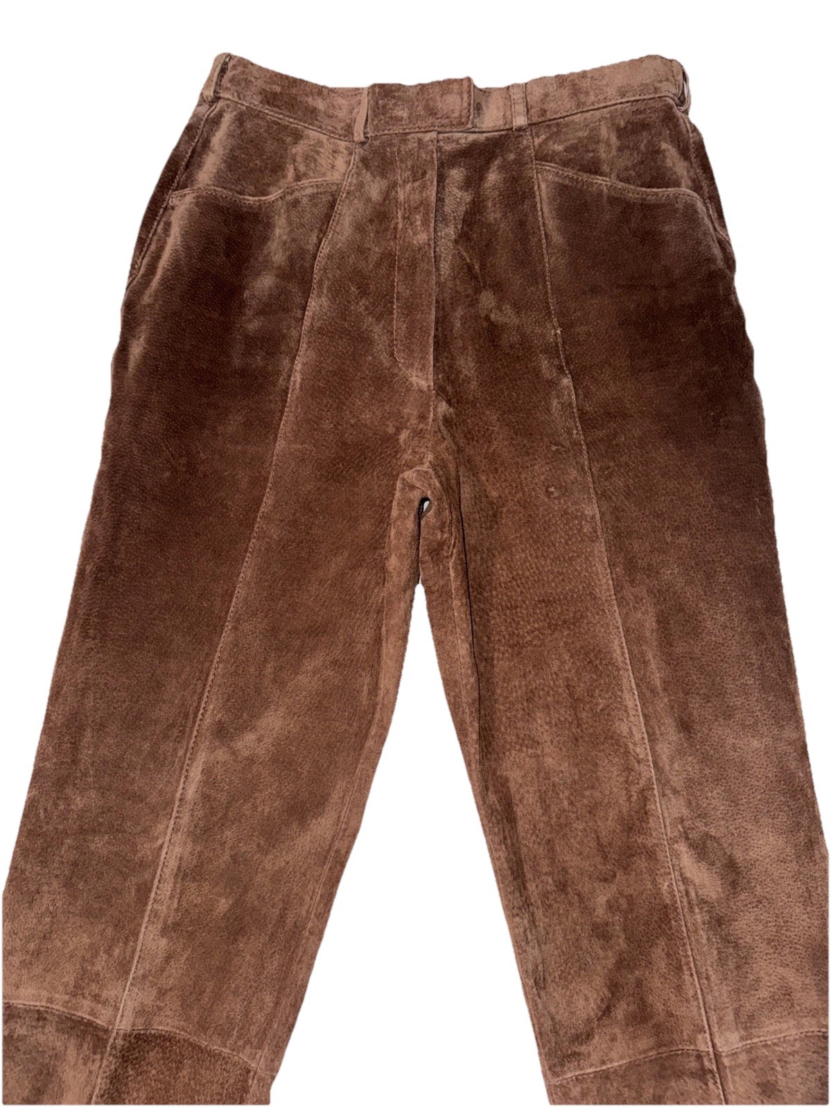 VTG Suede Leather Pants Women’s Brown High Rise Straight Leg Rodeo Sz M 10 *READ