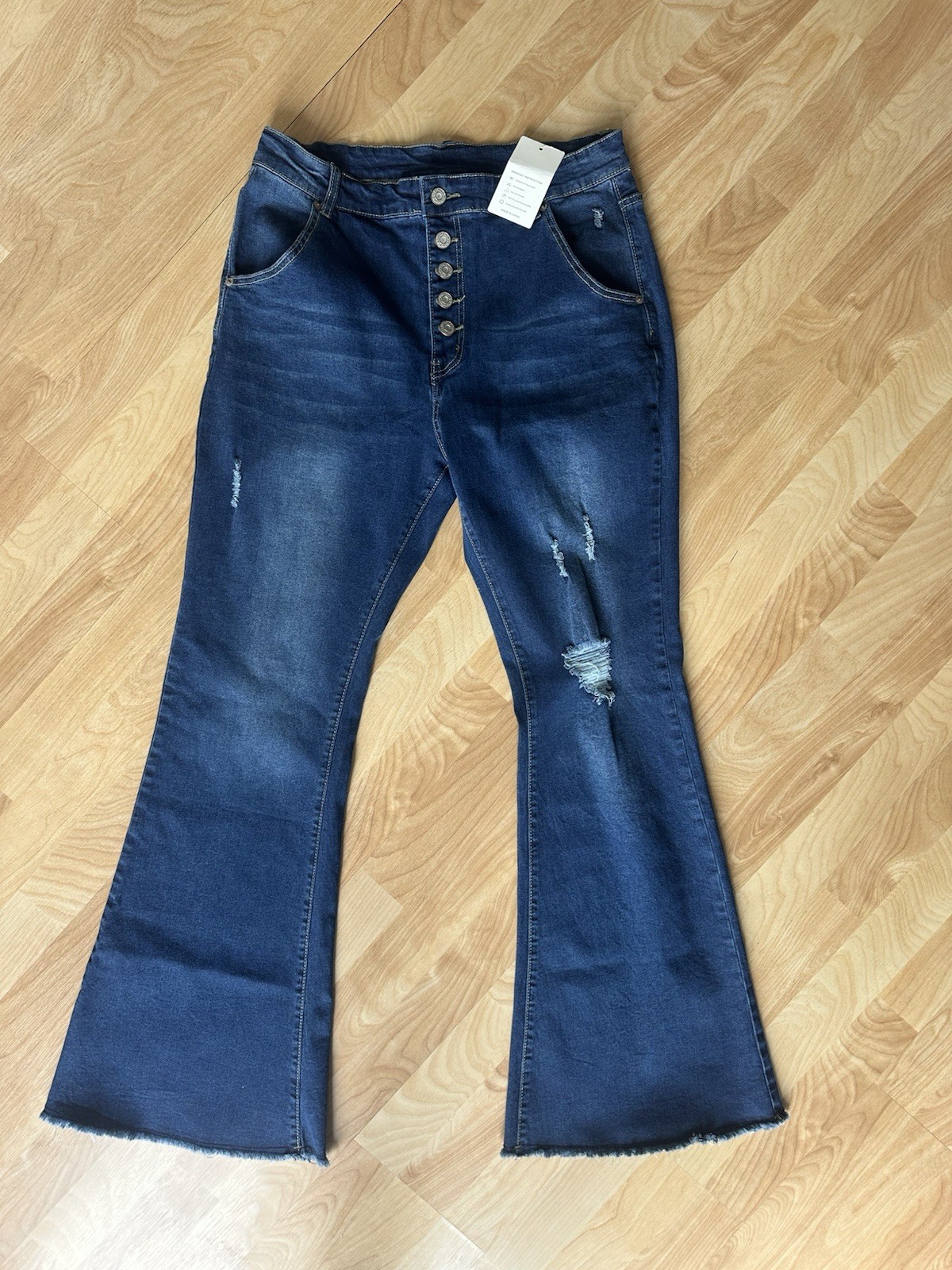 High Waisted Bell Bottom Jeans Button fly Flare Jeans Women’s XL (12) Stretch