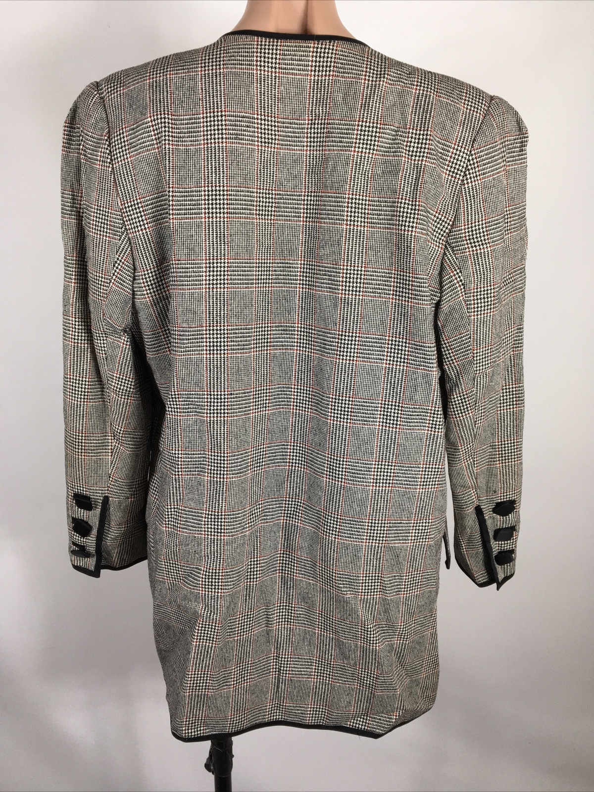 Vintage 80s Stanley Platos Martin Ross Sz 10 Plaid Black Skirt Suit MOD Retro