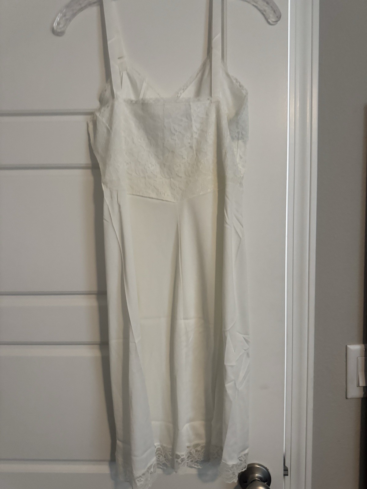 Vintage Du Pont Acele Size 36 Regular White Short Proportioned Slip Lace USA