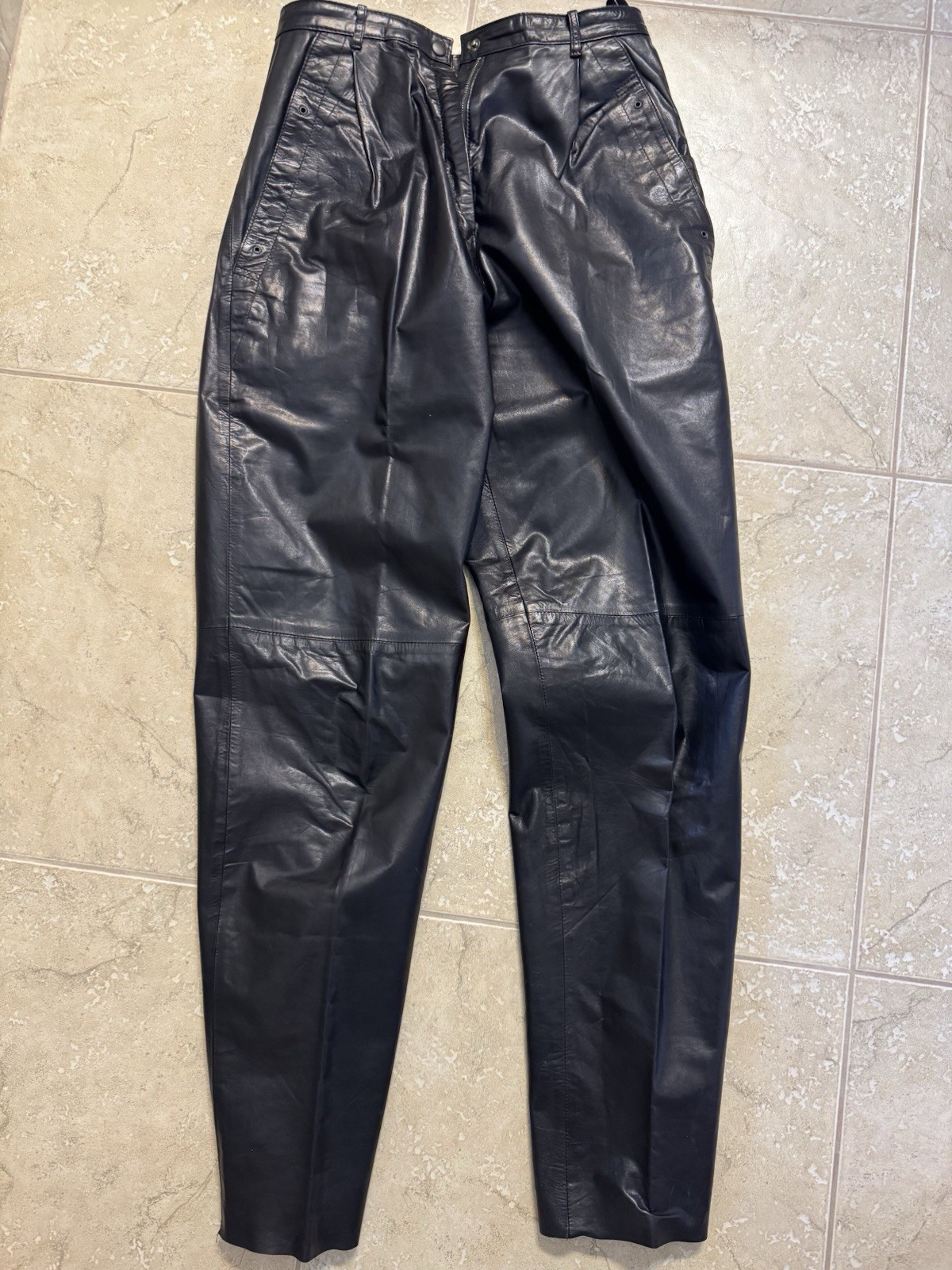 Women’s Vintage 1980’s INTUITIONS Black Leather Jacket & Pants Set Size 10-12