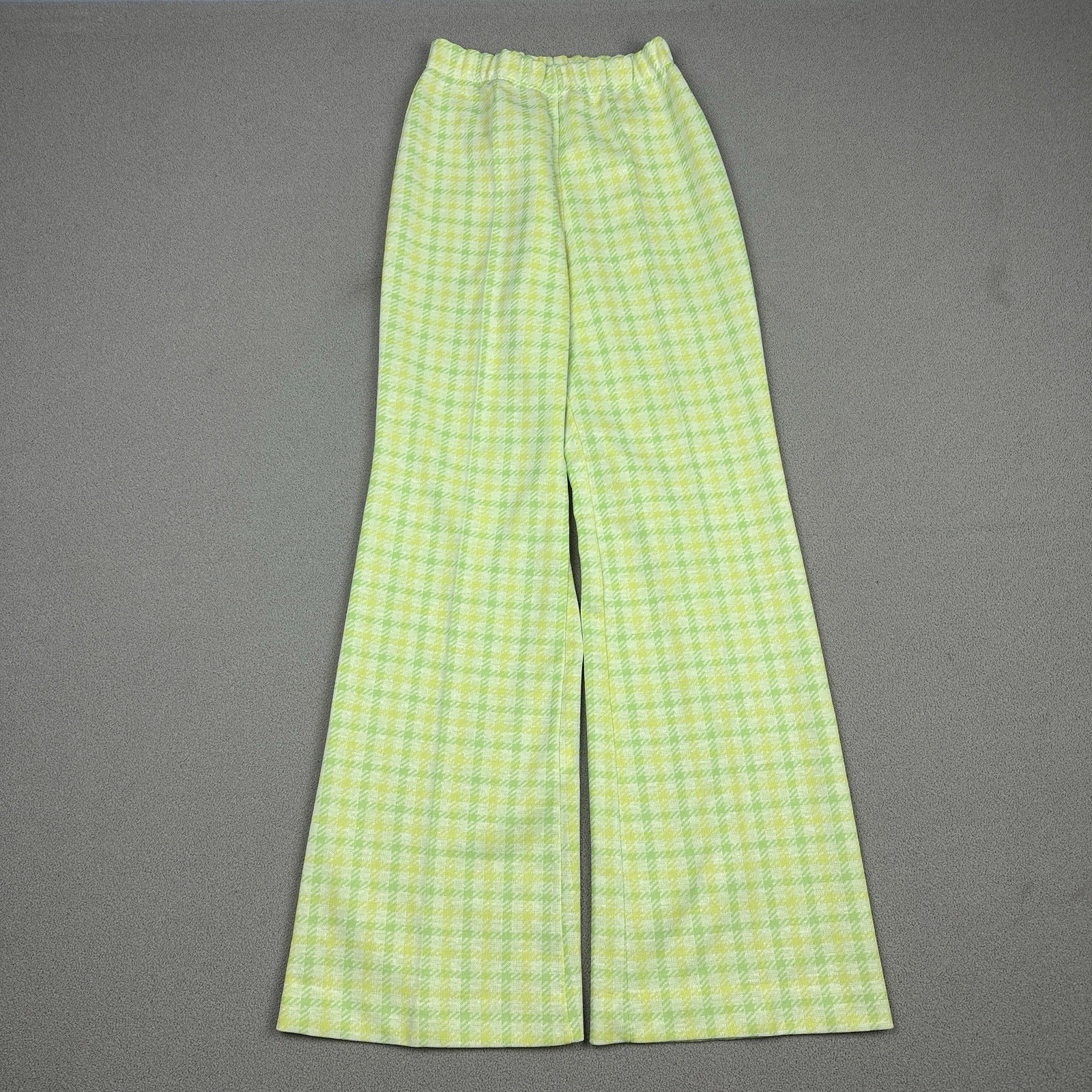 Vtg 70s Koret of California Pants Straight Leg Green Plaid USA Retro ~25×28.5”