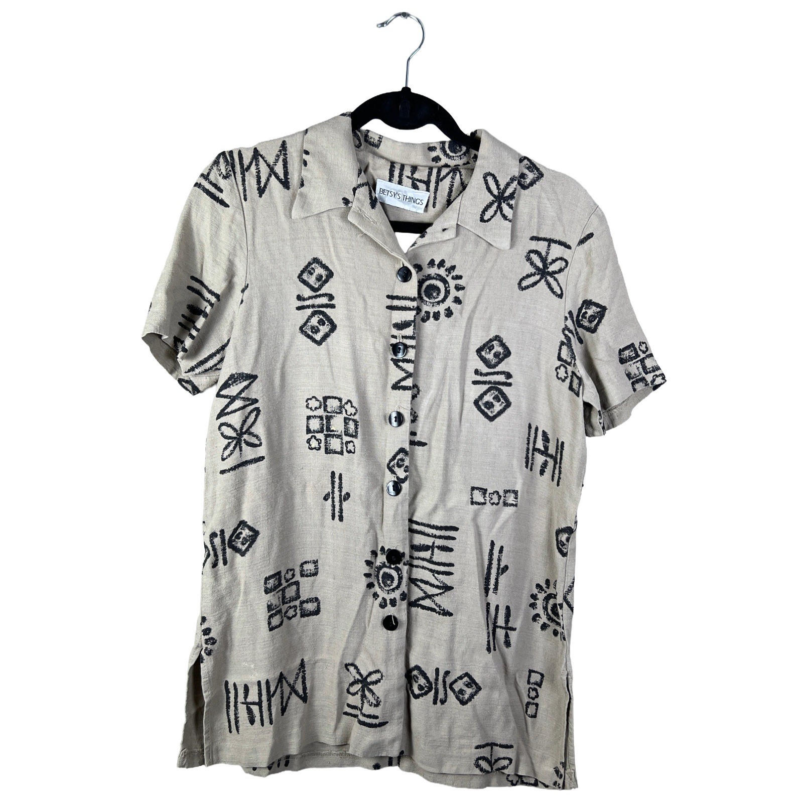 90s Betsy’s Things Shirt Women’s M Boho Tribal Print Button Up