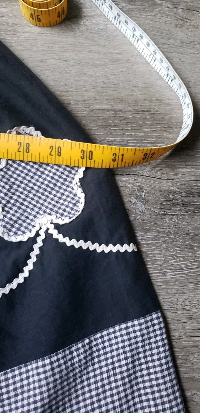 VTG 50s Black Gingham Rockabilly Dress Sz XS/S? Fit Flare Pinup Trad Wife DAMAGE