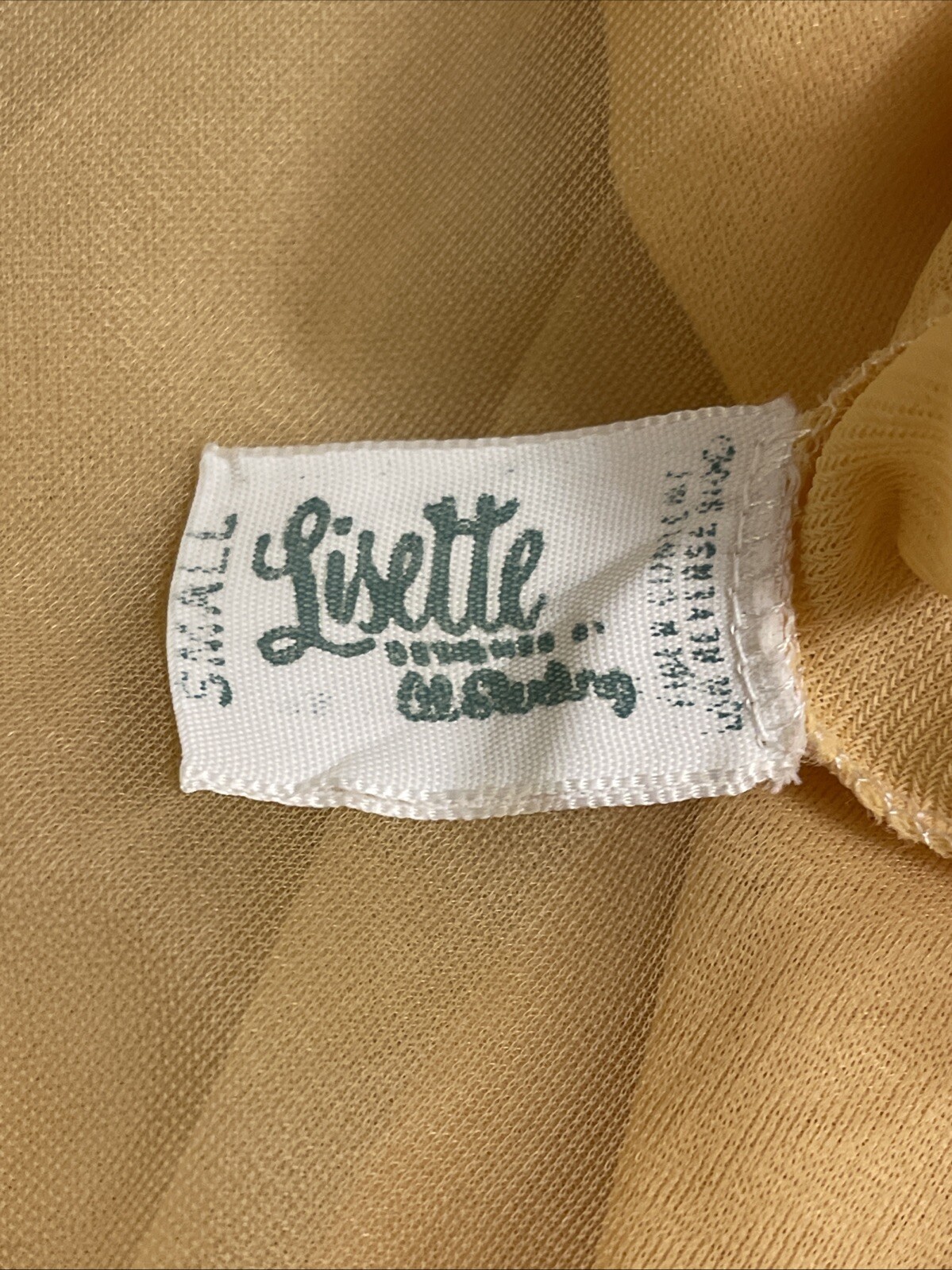 Vintage 60s Lisette Gown Babydoll Gold Al Sterling Chiffon Lace Nightie Small