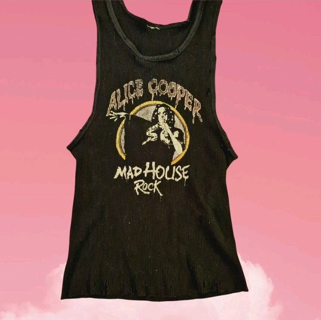 ALICE COOPER Vintage Tank Top Paperthin Retro 80s Ripped Rocker 70s Music Merch