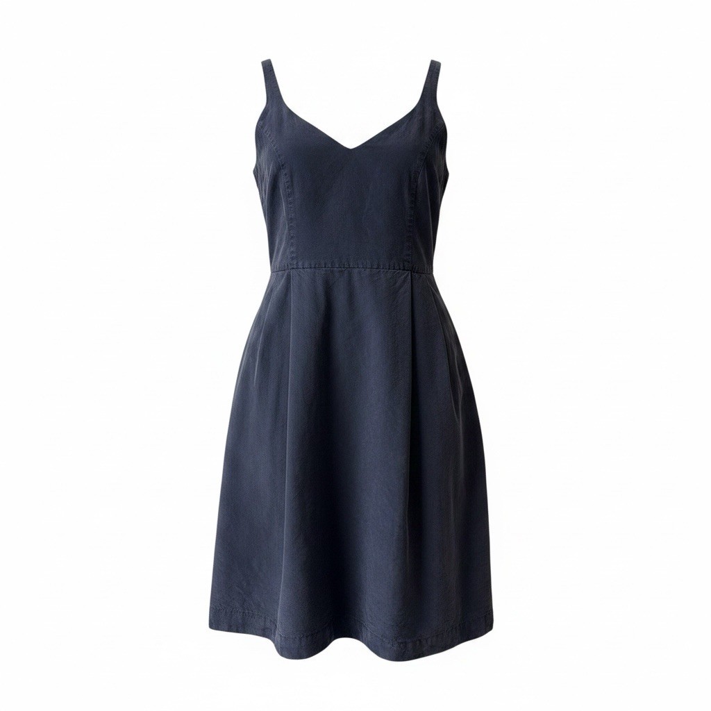 Vtg Ann Taylor Sleeveless Cocktail Dress Women’s Size 4 Blue 100% Silk Shell Zip