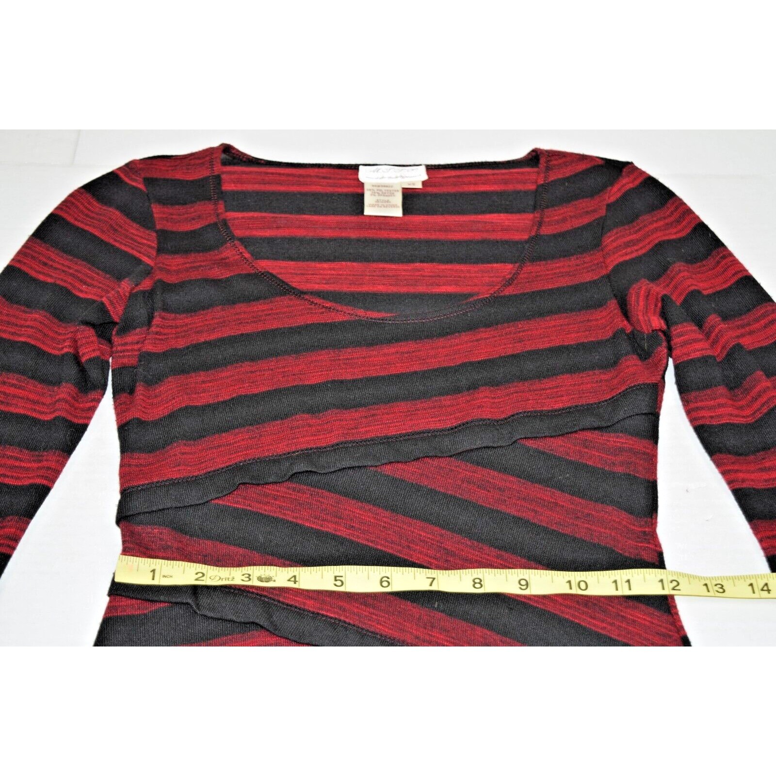Vintage Mini Dress MSSP Size XS 90s Black Red Striped Bandage Style Soft Stretch