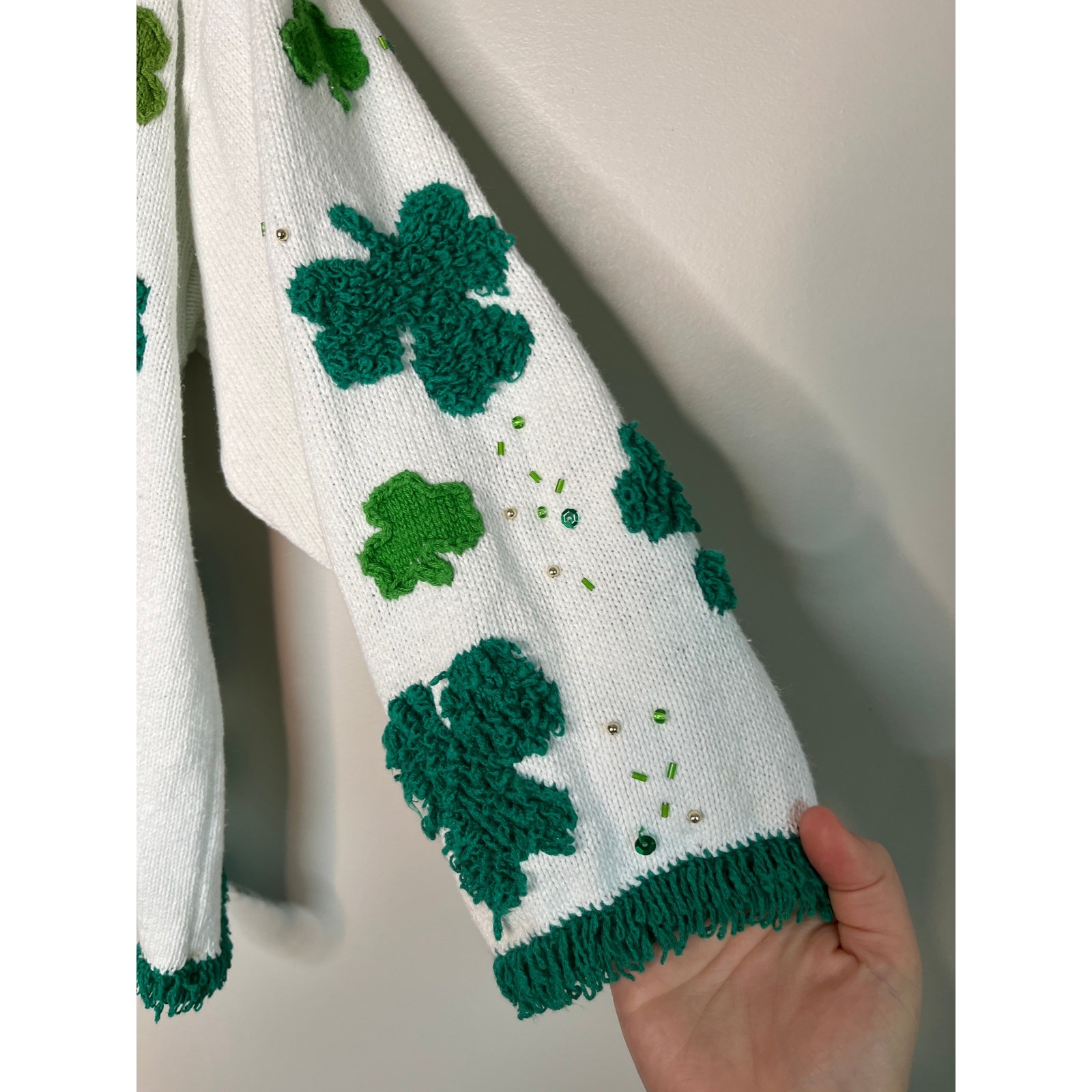 1990s Jane’s Closet Design Options Shamrocks Clover St Patrick’s Day Cardigan XL