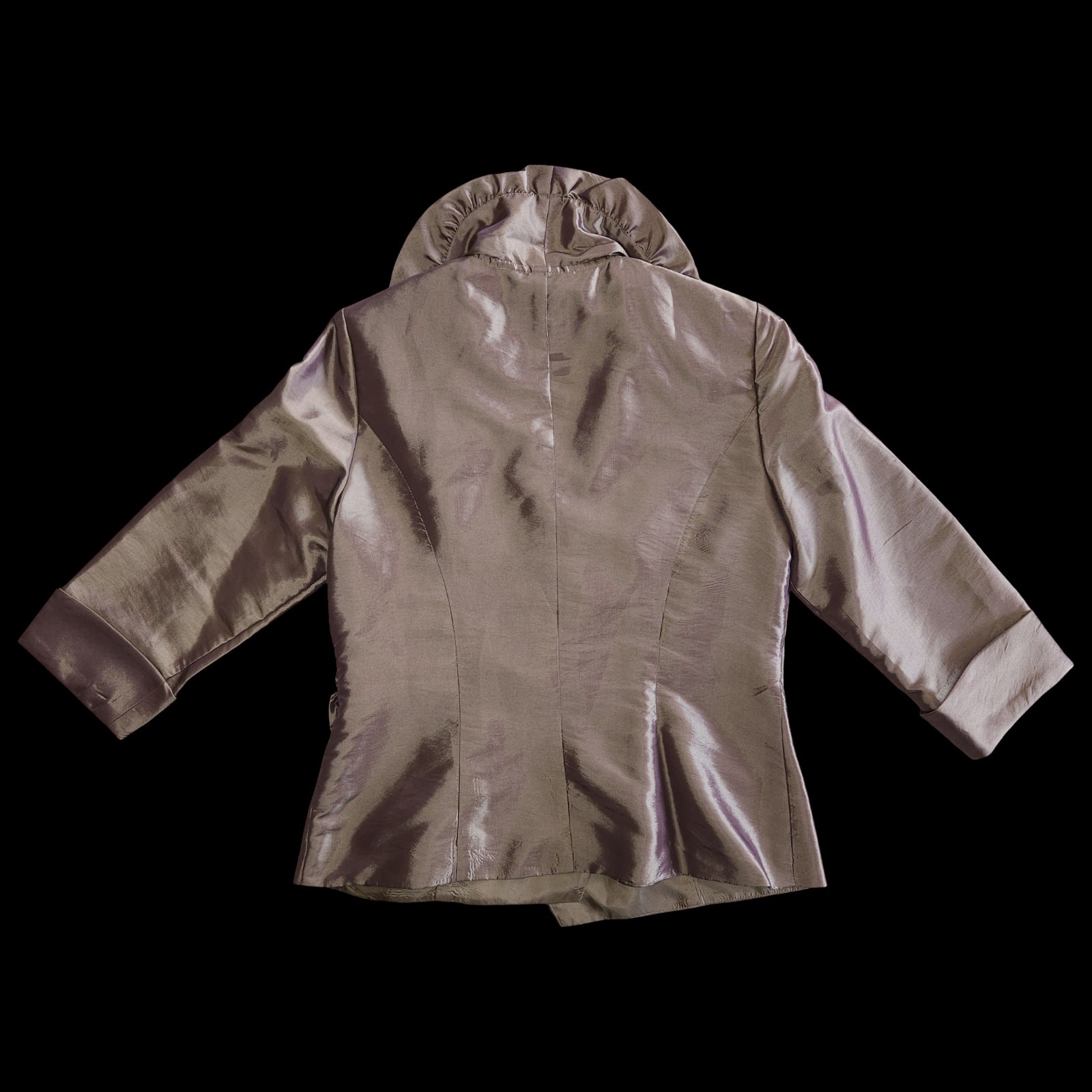 Vintage Alex Evenings Iridescent Taupe Purple Taffeta Wrap Blouse Top Size Small