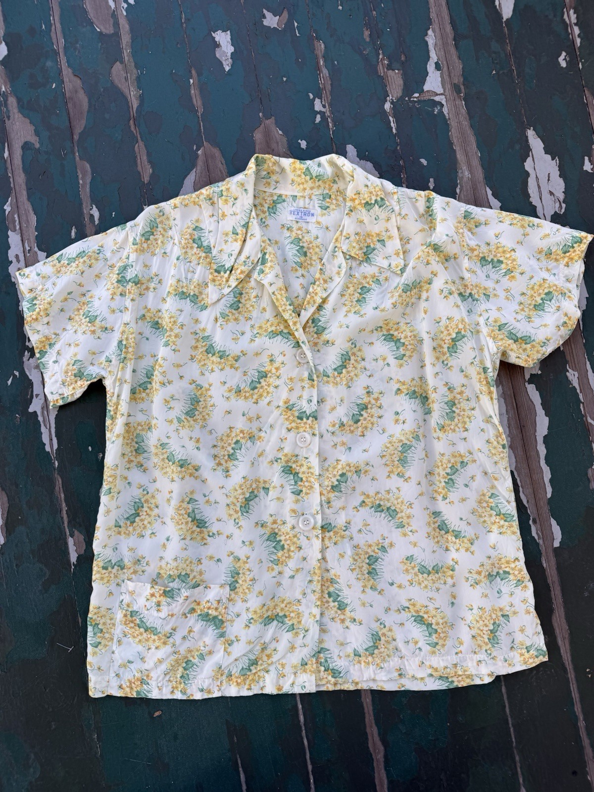 Vintage 1940s Cold Rayon Beach Pajama Set In Yellow Floral