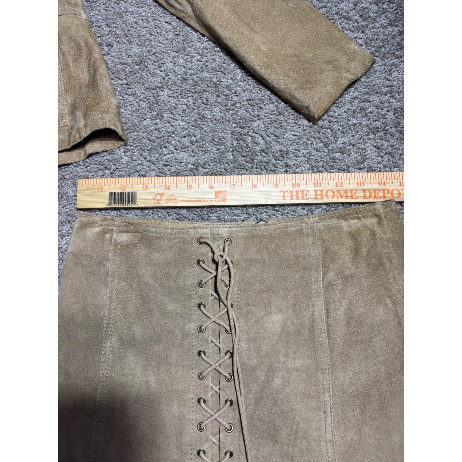 Wilsons Leather Maxima 3pc Suede Set Jacket Halter Vest Skirt Tan Tan S/4 Y2K