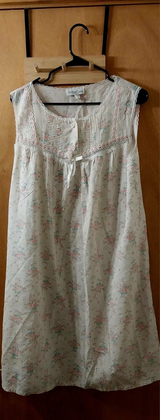 Vtg Willow Creek Floral Lace Sleeveless Traditional Nightgown Medium Cottagecore