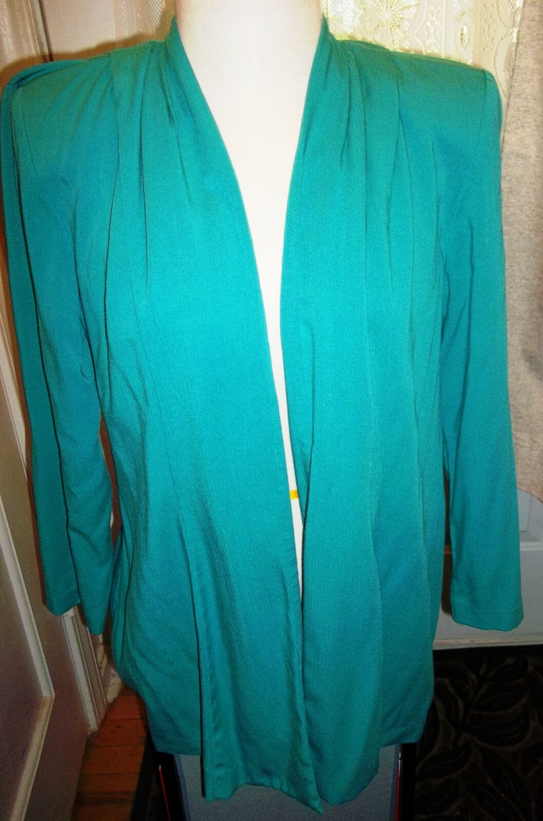 Maggie Lawrence Vintage Turquoise Skirt Set Suit Tunic Top Textured Fabric Sz M