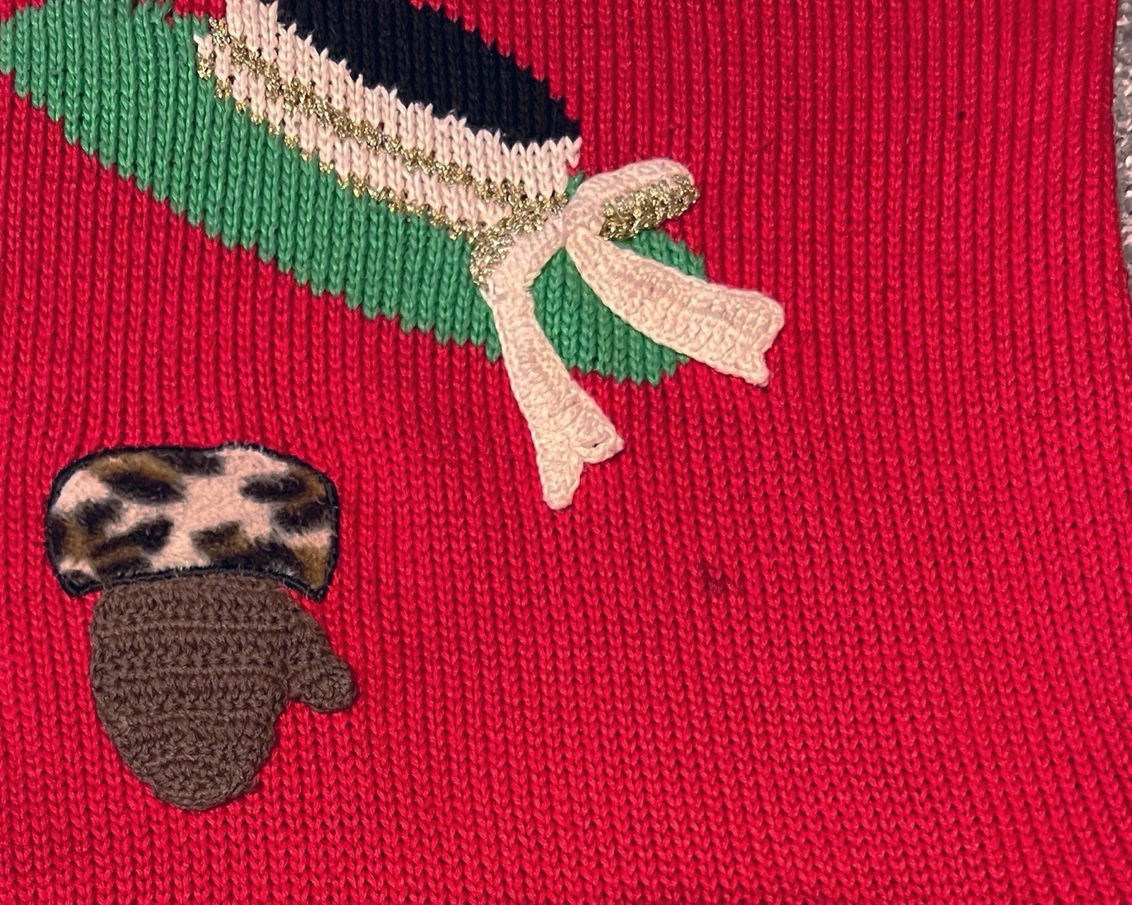 Vintage BEREK Cardigan Sweater XL Red Black Multi Hats Gloves Cat Kitty 80s/90s