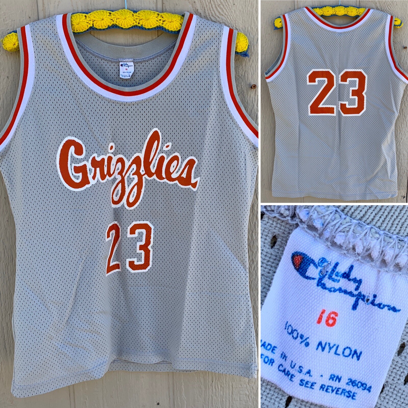 Vintage Grizzlies 23 Jersey Mesh Basketball Tank Top Lady Champion 16 USA Made