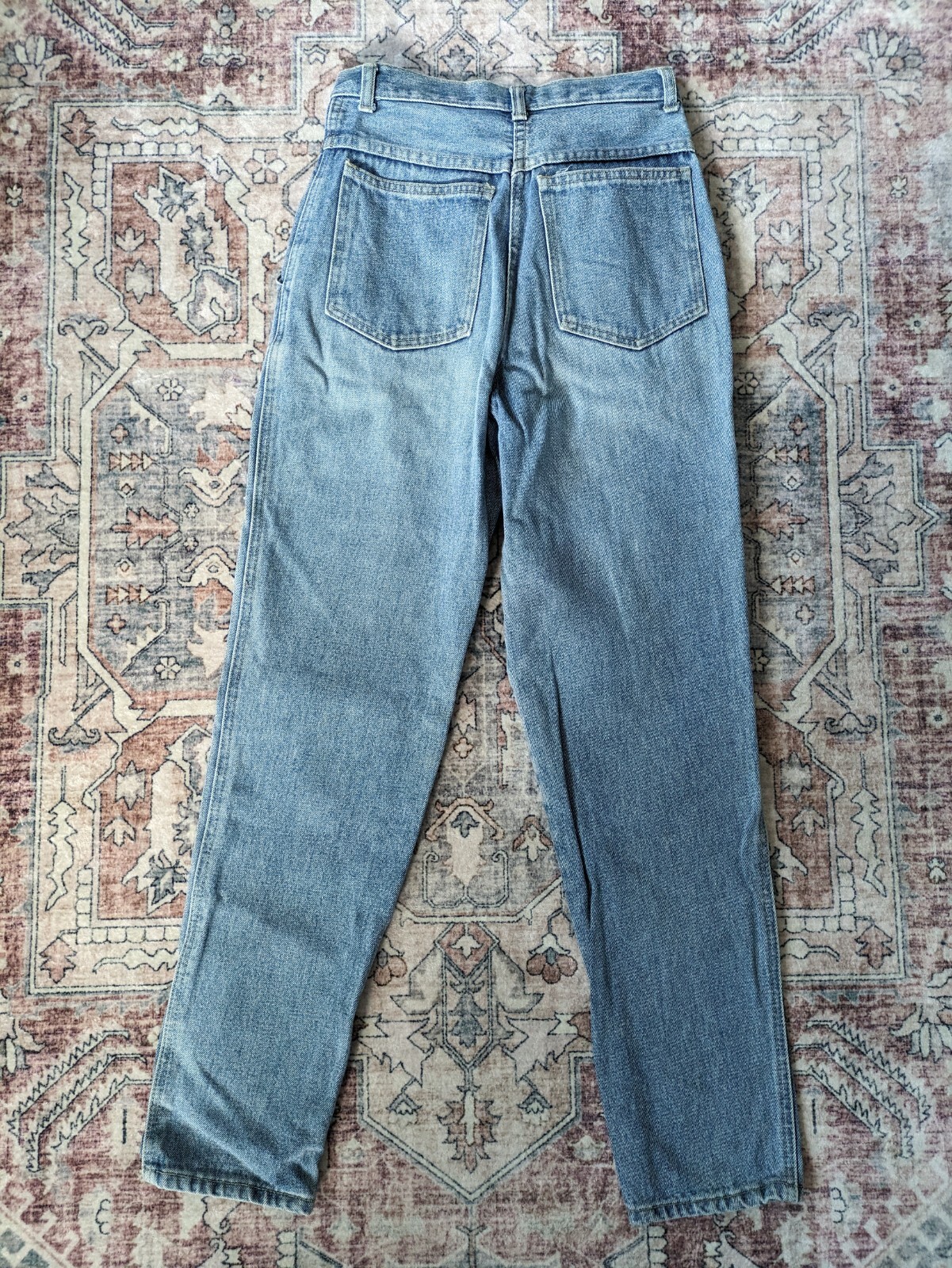 Vintage Basic Helium Pleated Blue Distressed Denim Jeans Pockets Women’s Size XS