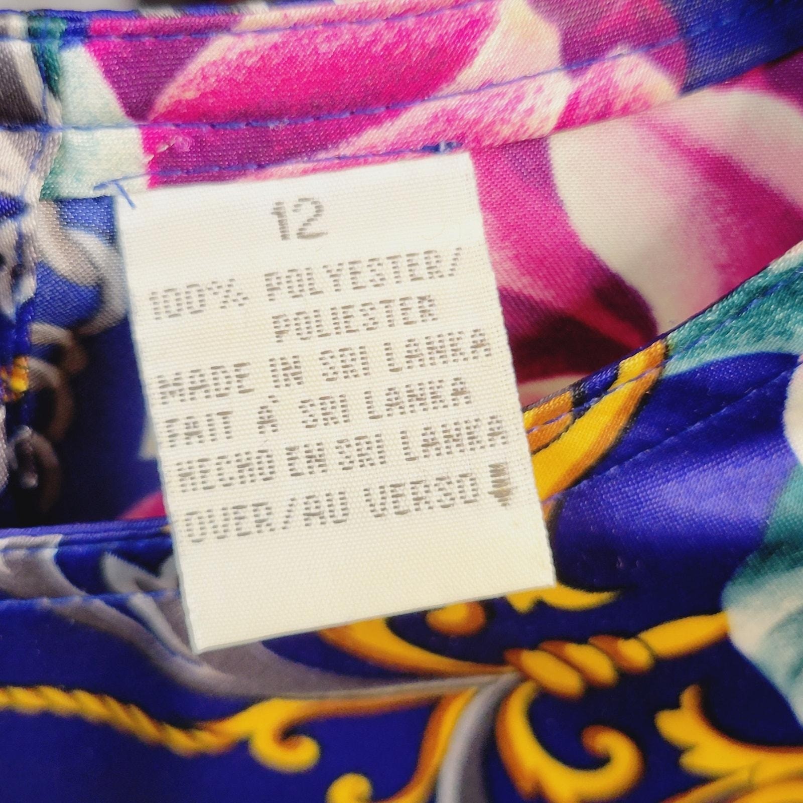 Vintage 80s Liz Claiborne Silky Polyester Top Sz 12 Equestrian Floral Mobwife