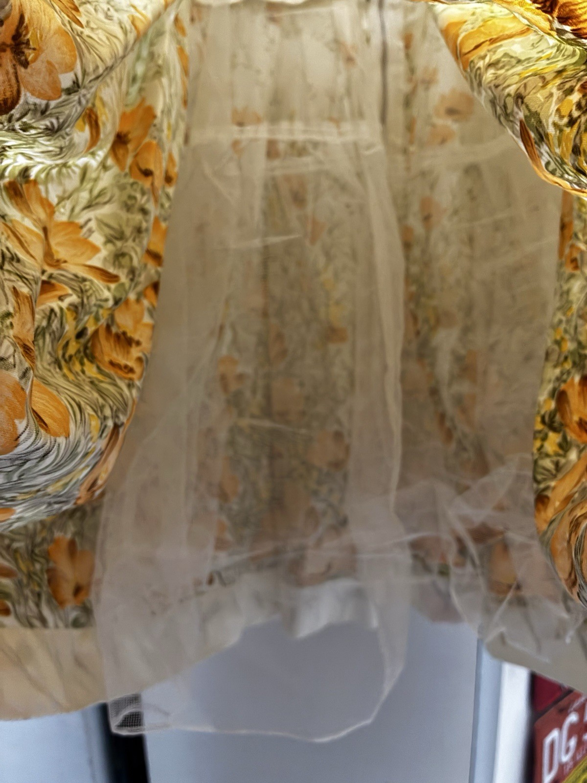 Vintage 1960s R.A.R. Fashion Summer Dress Yellow Floral W/Tulle Lining Size 4