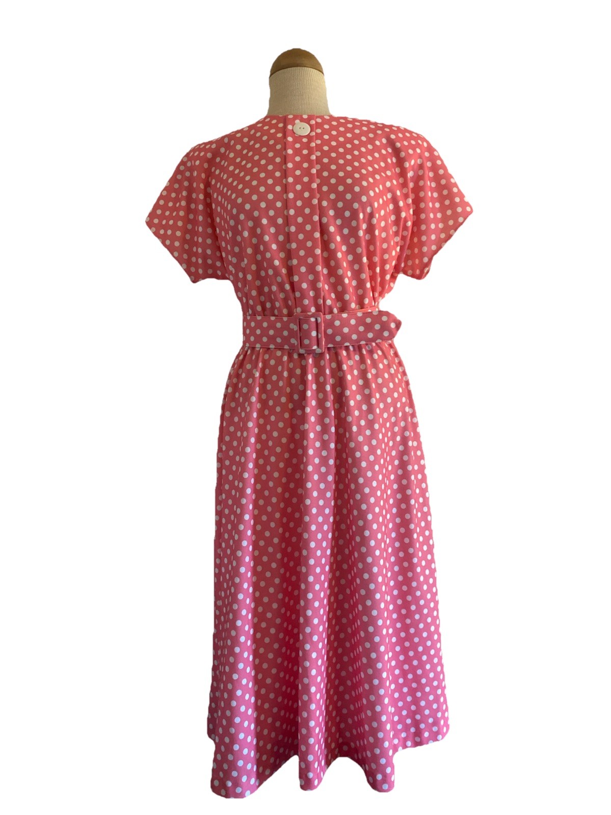 Meryl Fashions LTD Pink Polkadot Aline Dress With Belt I Love Lucy Look, SZ 14