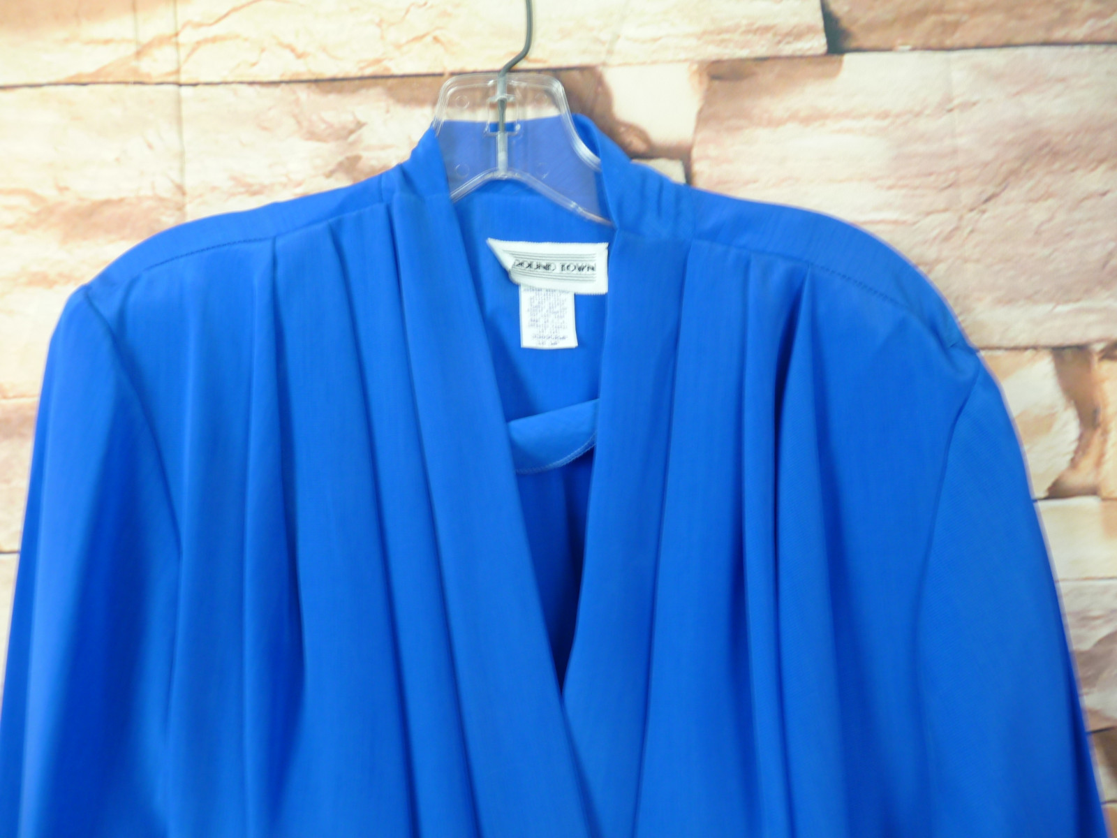 Vintage Around Town Sz 18 WP BLUE DRESS POLY USA V Neck
