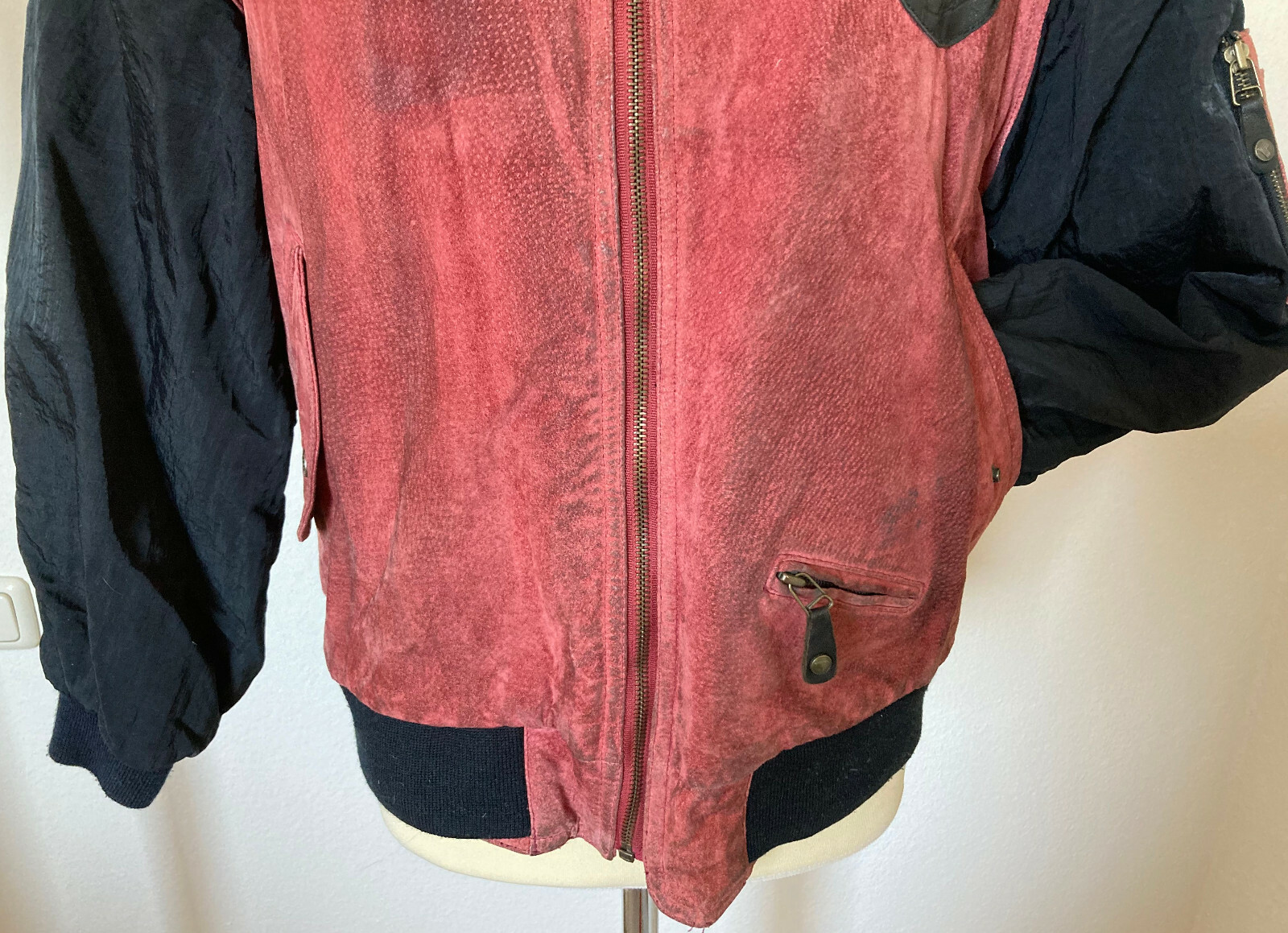 VINTAGE women’s LS original LEATHER SOUND leather jacket coat M WINE RED 90s