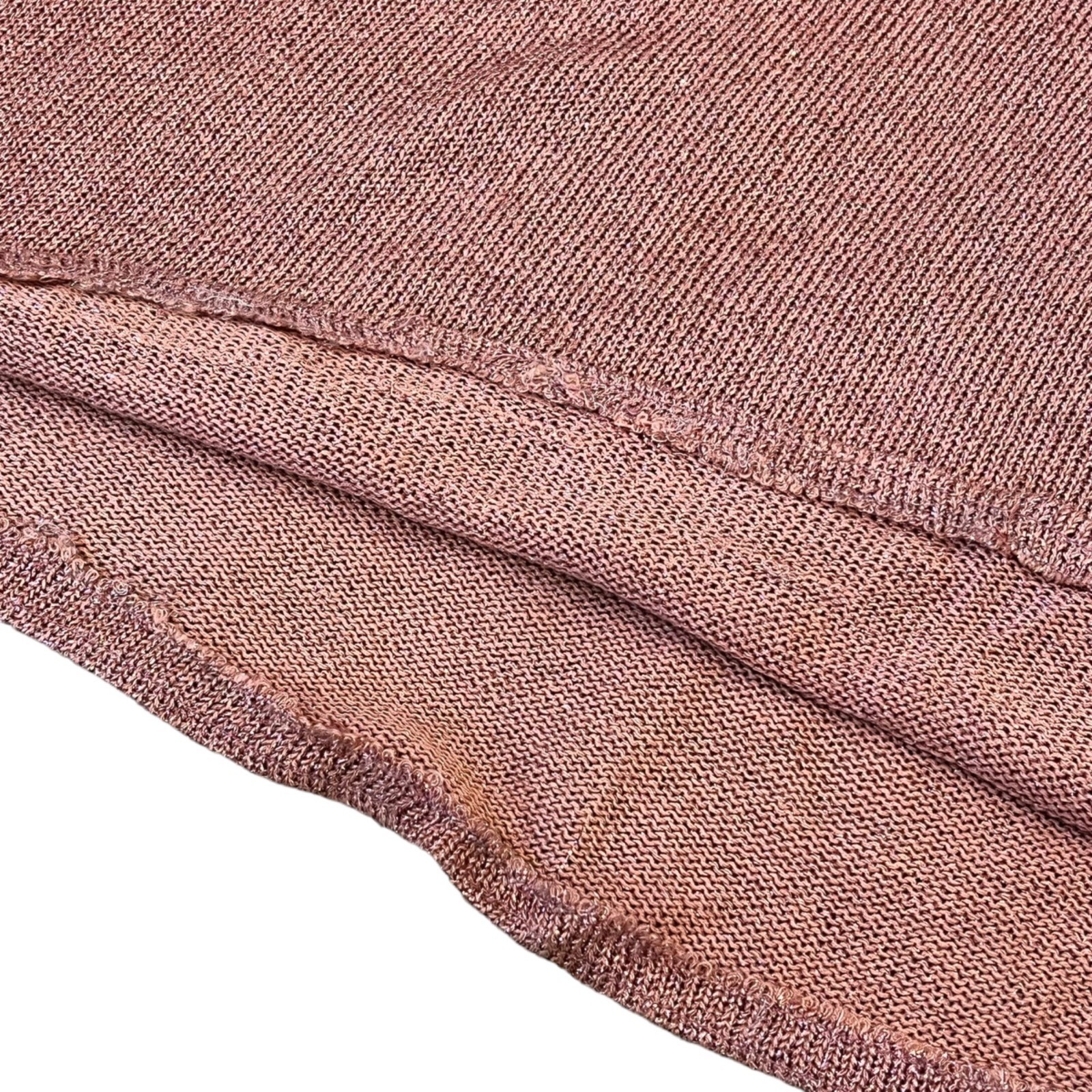 Wenjilli 70s Rose Pink Maxi Metallic Knit Wiggle Dress Balloon Long Sleeve 7/8