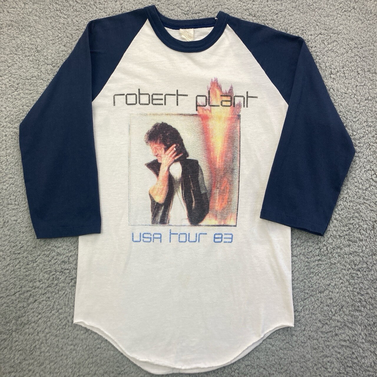 Robert Plant 1983 USA Concert Tour Raglan Tee Shirt Screen Stars Single Stitch S