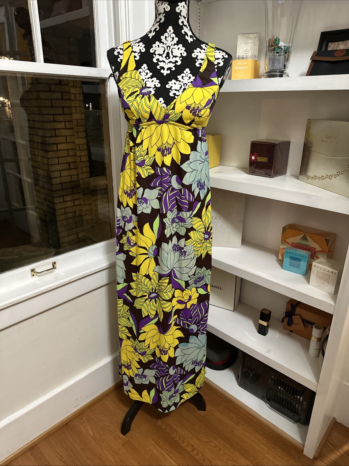 VINTAGE EARLY 1960s CATALINA BOLD FLORAL PRINT BATHING SUIT MAXI DRESS MOD LOOK