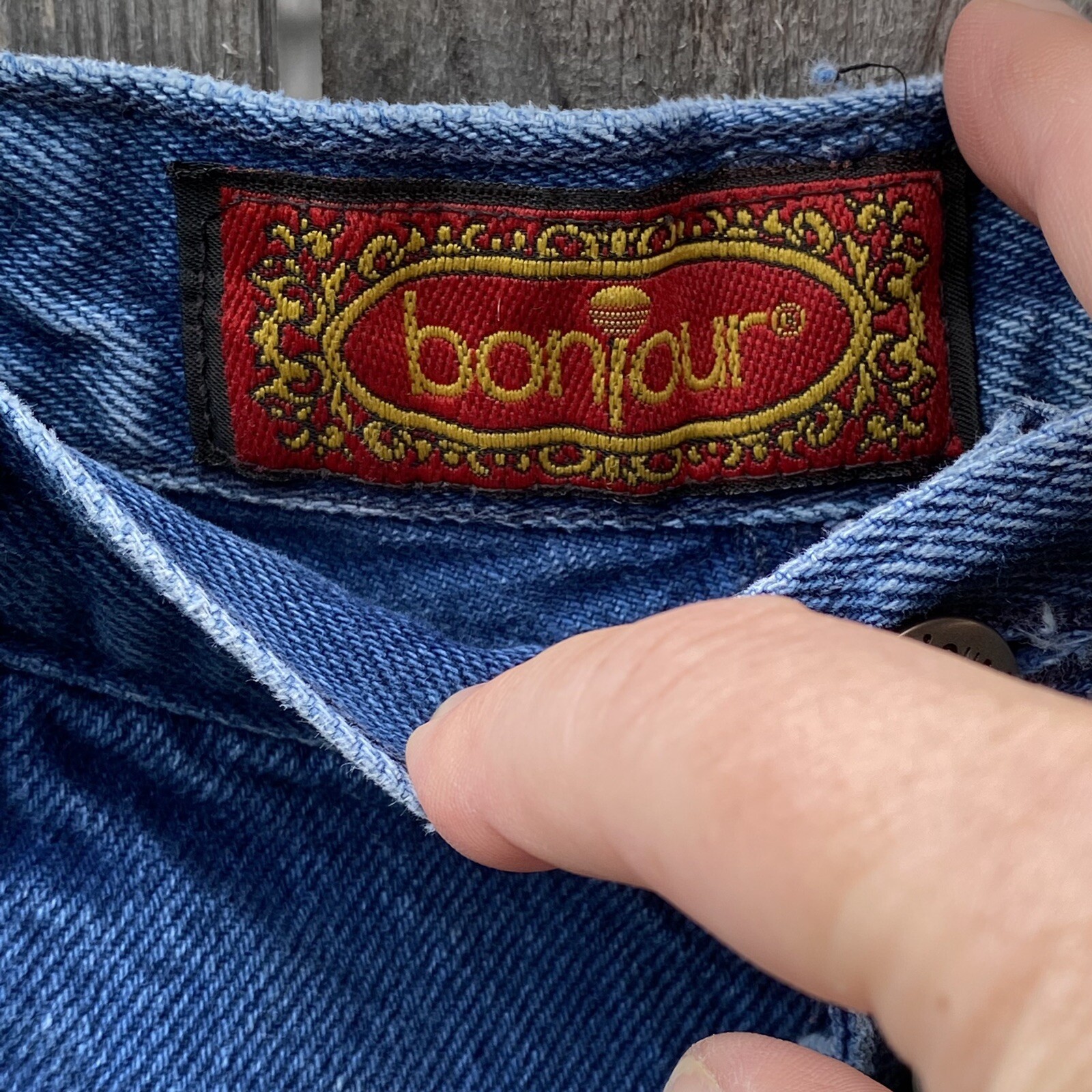 Vintage Bonjour Button Fly High Waisted Medium Wash Denim Shorts Made in USA