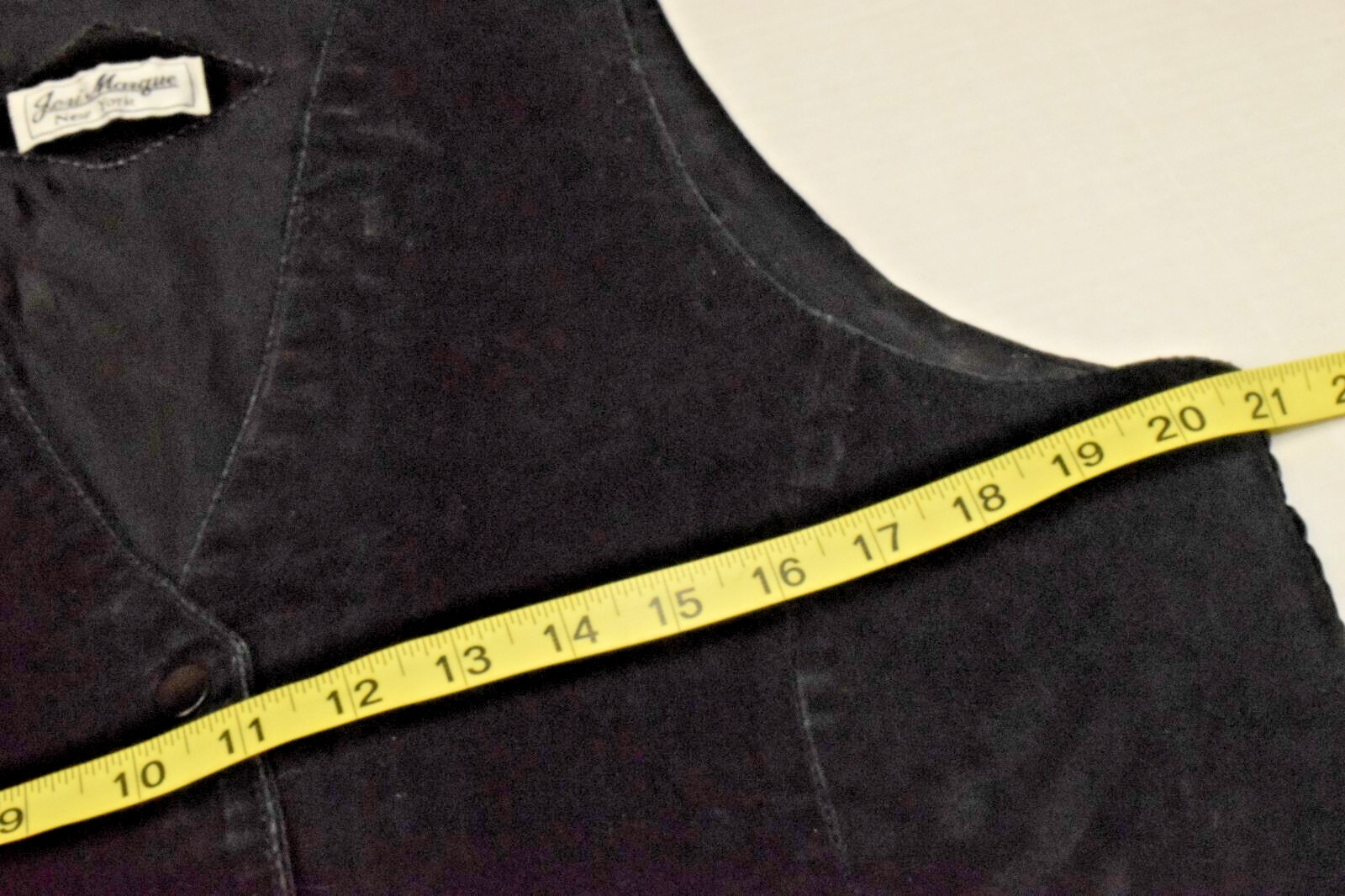 Vintage Suede Leather Vest Jeri Marque NY Size L 80s Classic Black Snap Front