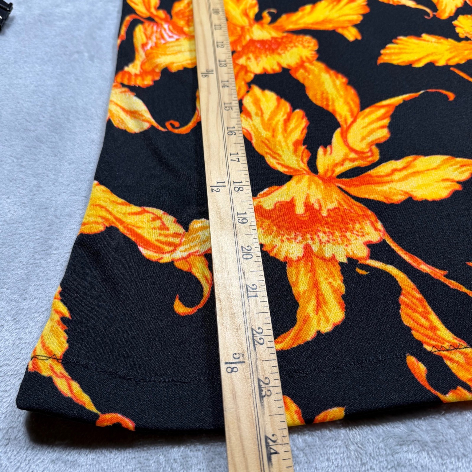 Vintage 90s Handmade Floral Orchid Tank Top Twin set 2pc Black Orange Yellow M/L