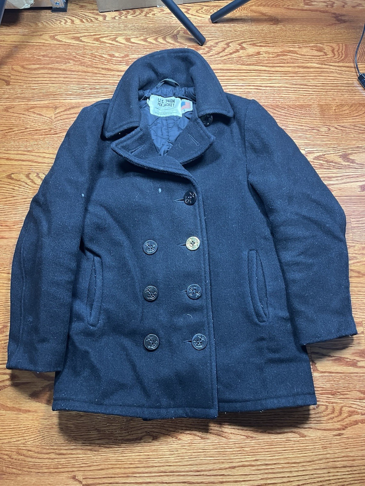 Vintage Schott Pea Jacket Women’s Size 6 Coat Long Black US Navy 740N