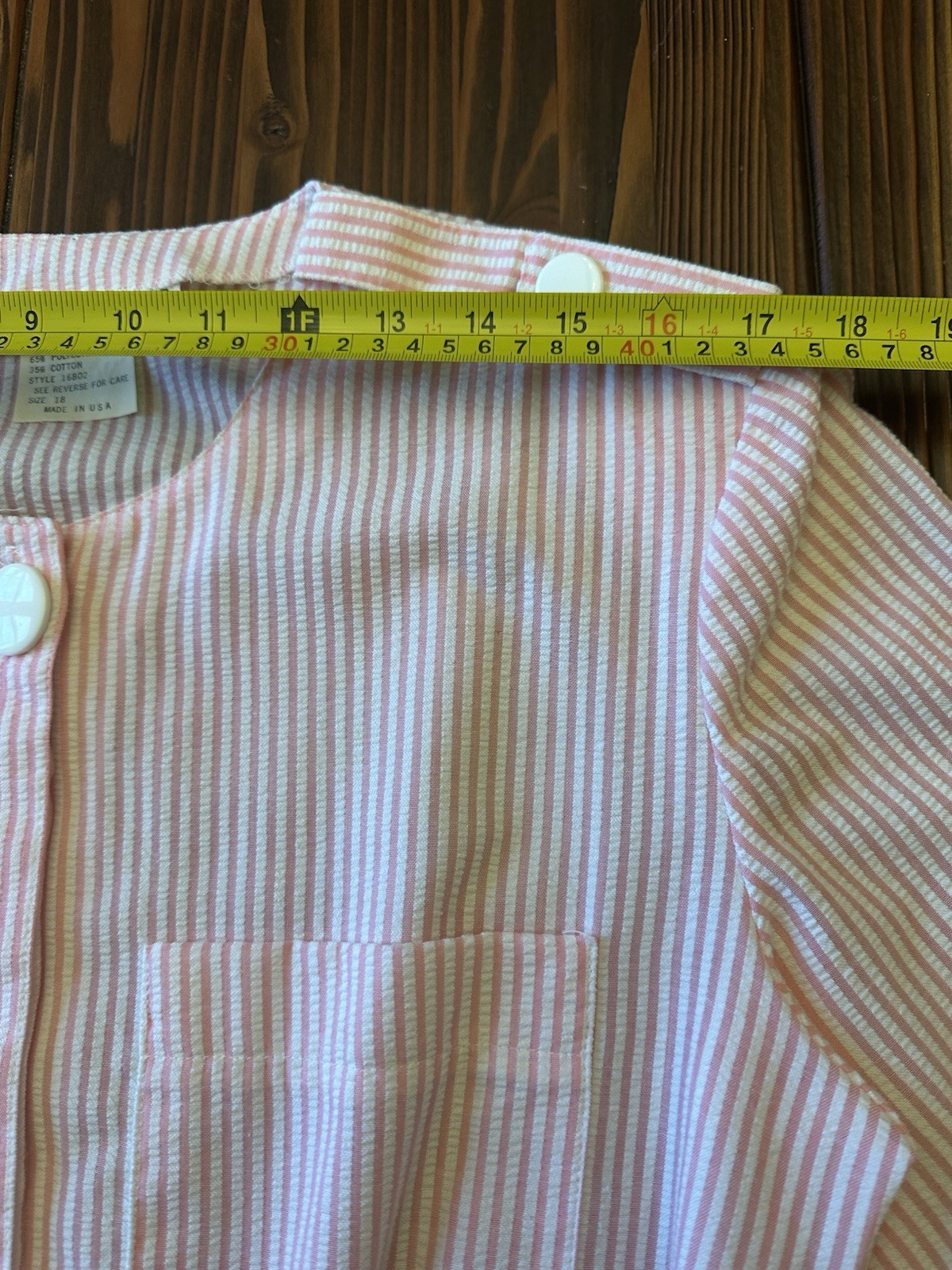 Vintage Pink White Striped Dress Belted Cottagecore USA Size 18