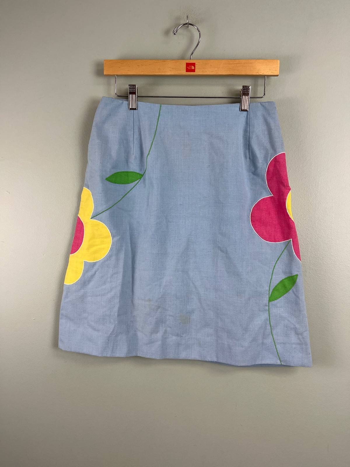 LEON LEVIN Vintage 60s/70s Women’s Skort 29″ Big Flowers Hippie Blue USA Made