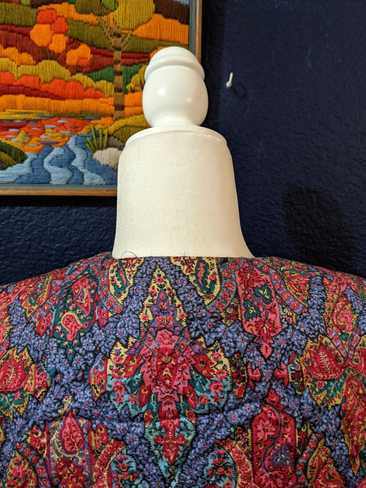 VTG David Brooks USA Blazer Jacket Paisley Quilted Multi Color Sz 12 Large L