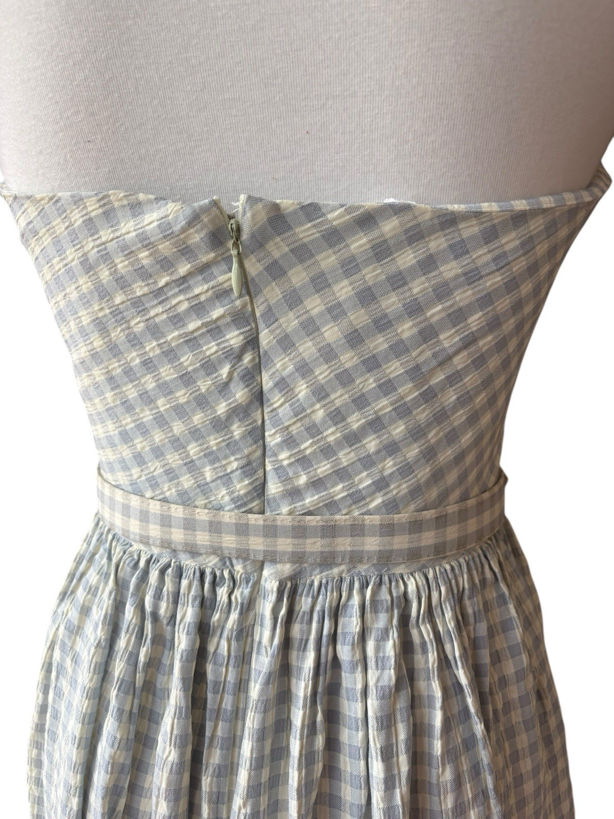 Vtg Claude Rene NY Gray White Polka Dot Belted Halter Dress 1990’s Small