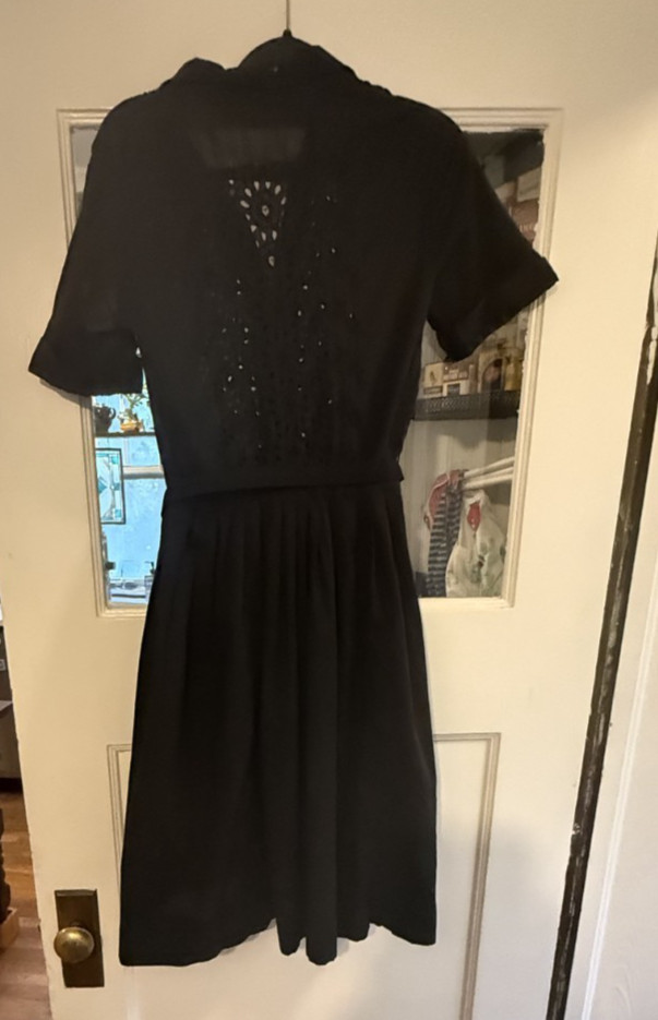 Vintage 1940’s 50’s Black Eyelet Dress Bust 38 Waist 25 Cay Artley