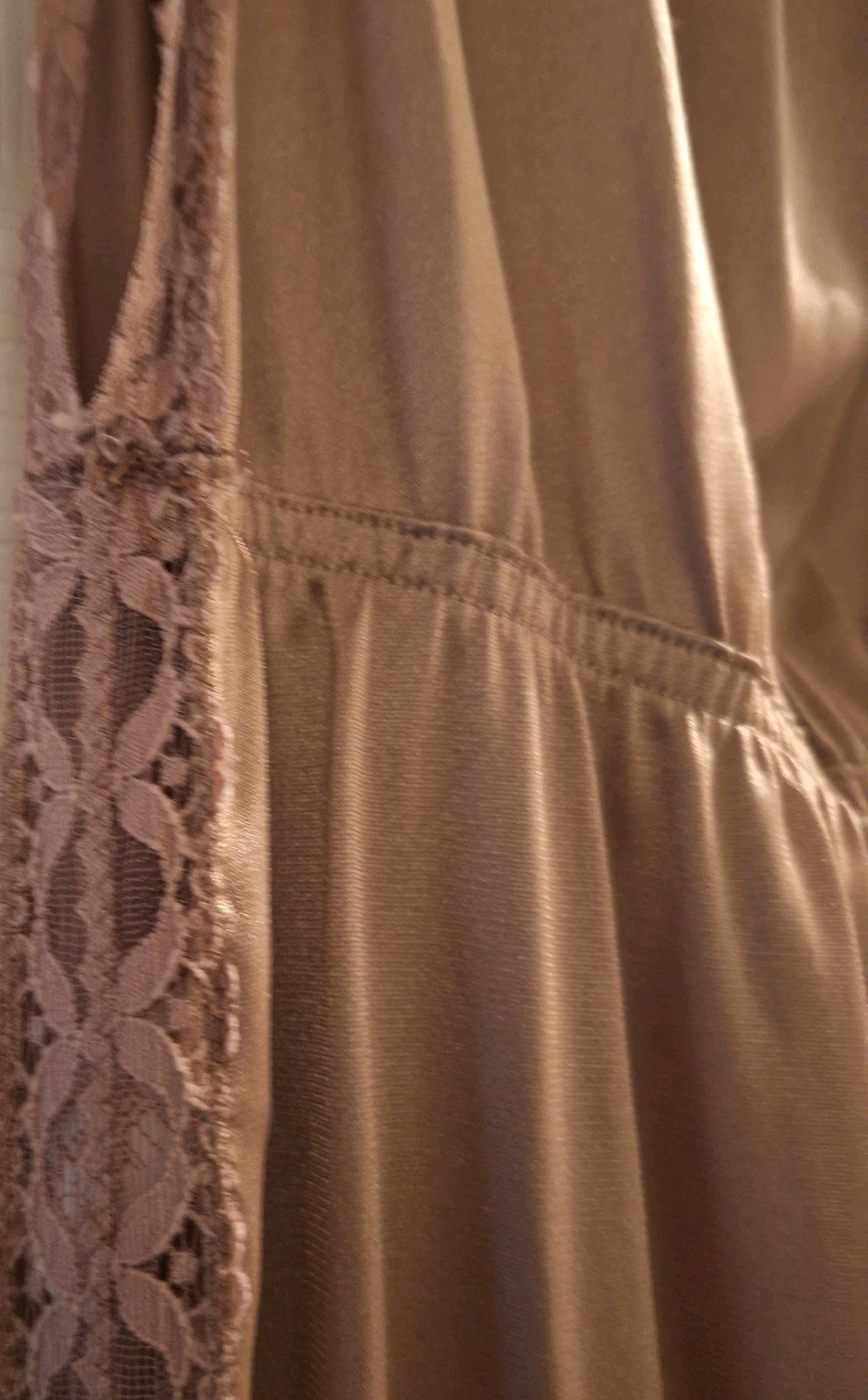 Vtg USA Union Maidenform Dreamwear Rose Maxi Slip-Dress Plunge Neck Split Sides