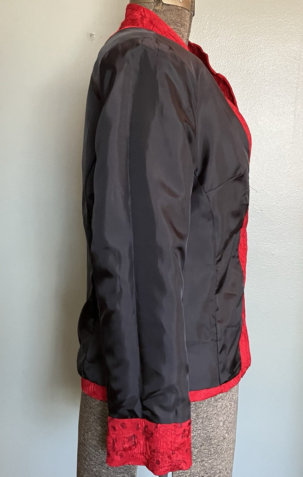 Vtg 80s Erin London Red Jacket Hook & Eye Closure Lightly Padded Shoulders