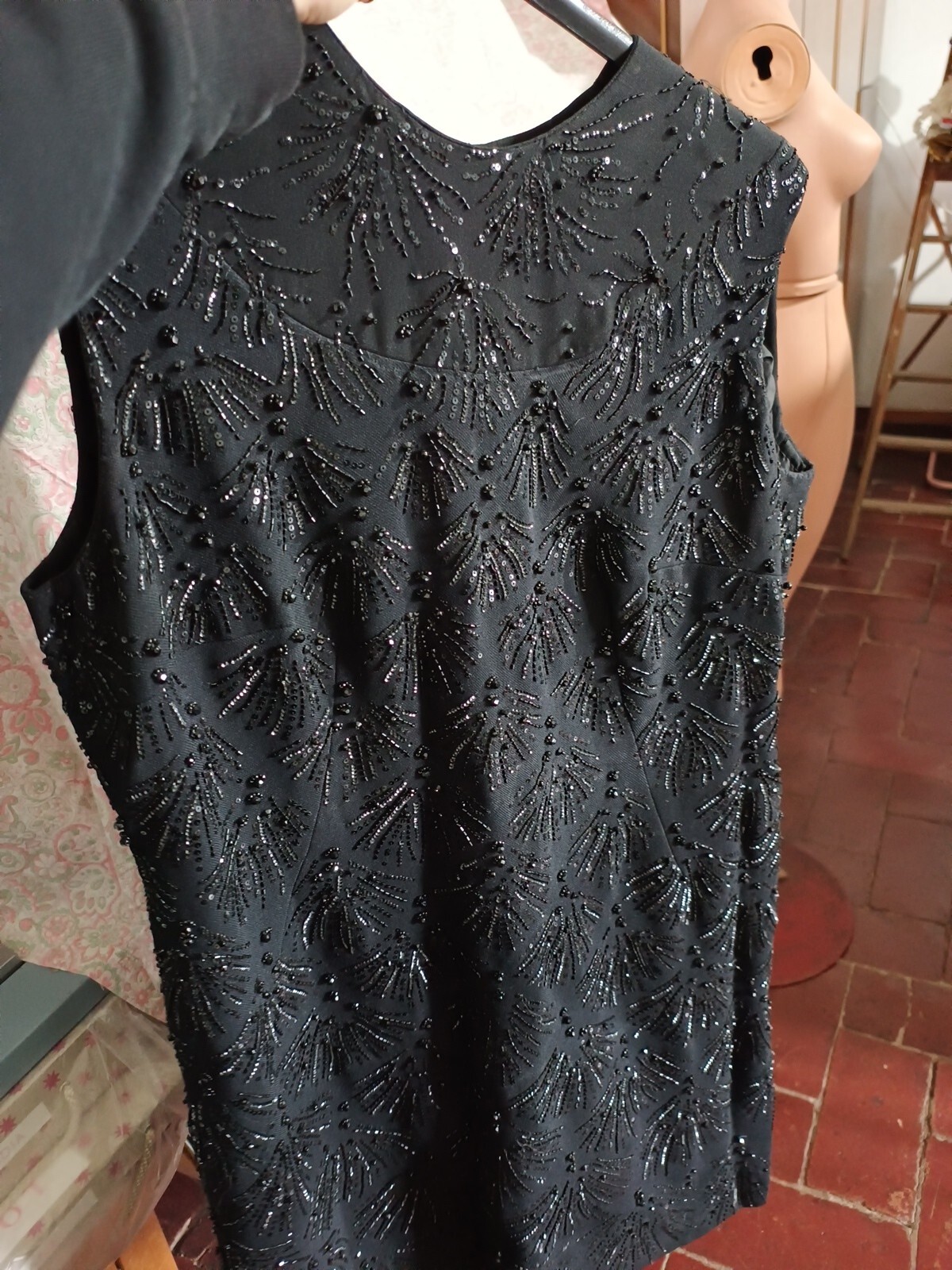 Vintage Wool Tailored Dress, Size L, See Measurements, Excellent Condition