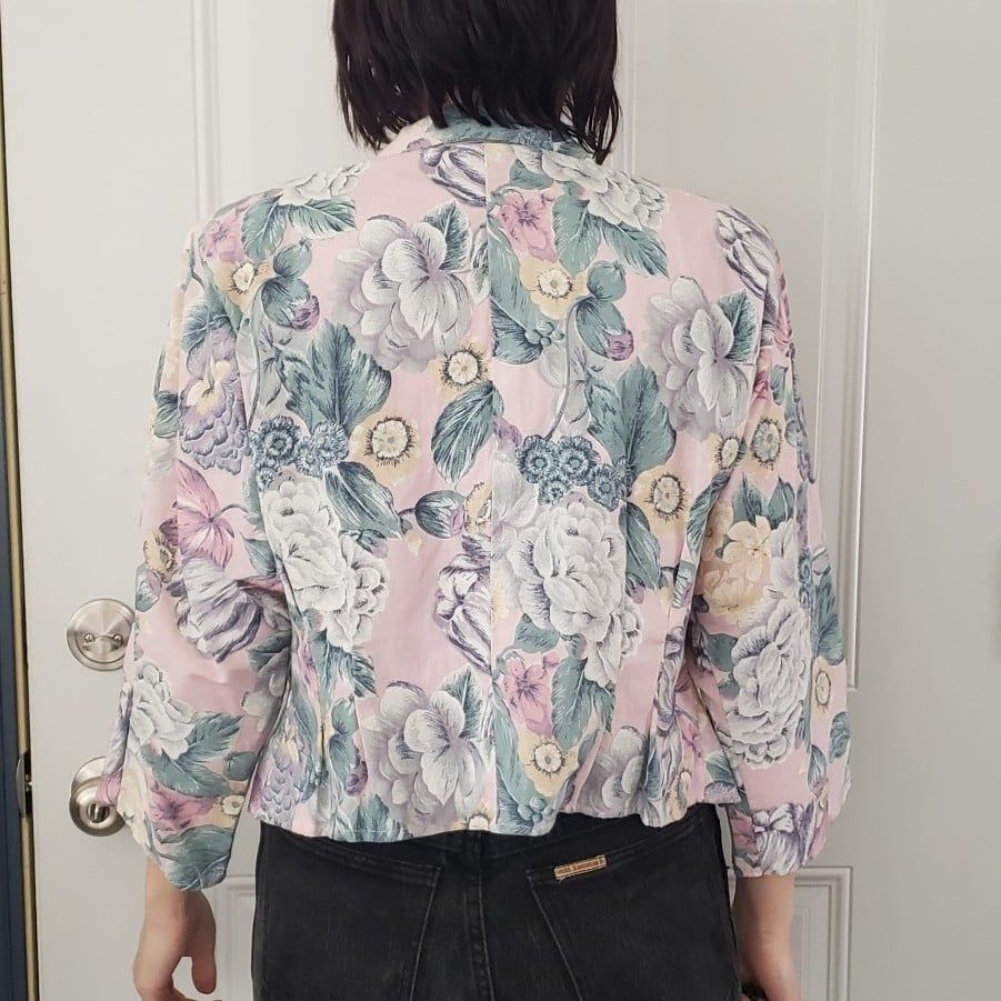 80s/90s Deb Pink and Green Floral Jacket