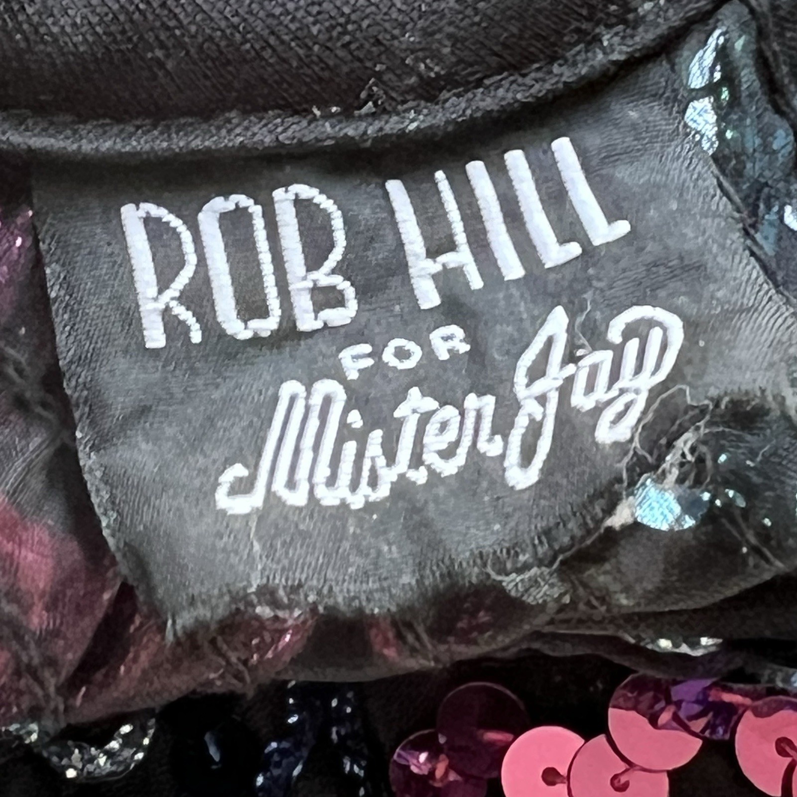 Vintage Rob Hill for Mister Jay. Sheer Beaded Sequins Dolman Disco Top Lrg