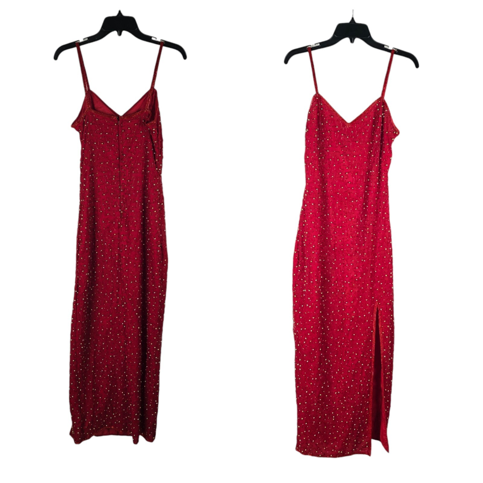 Vintage Scala Y2k Womens Medium 6 Red Beaded Silk Jessica Rabbit Dress