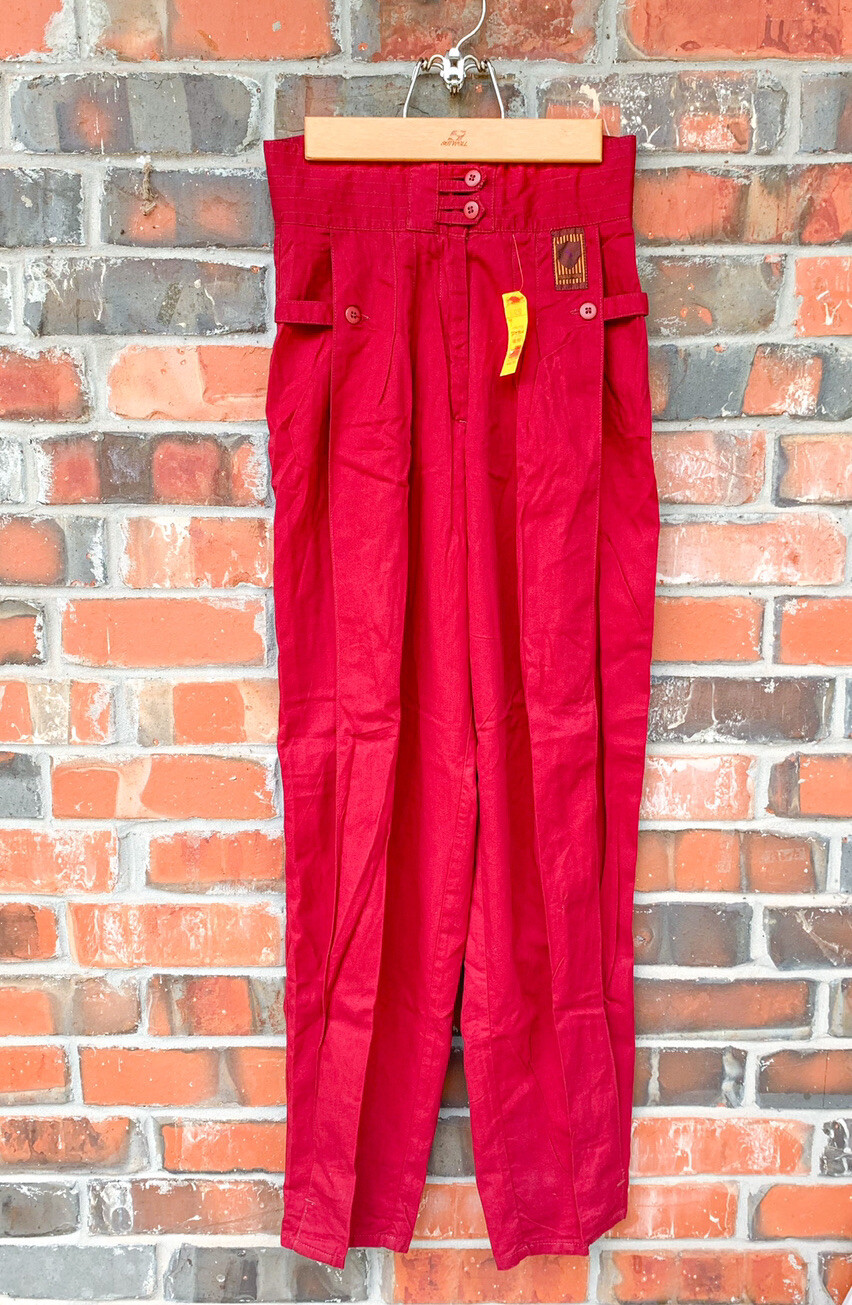 Vintage Deadstock Bugle Boy Maroon Red High Waist Pleated 80s 54054 Pants NWT