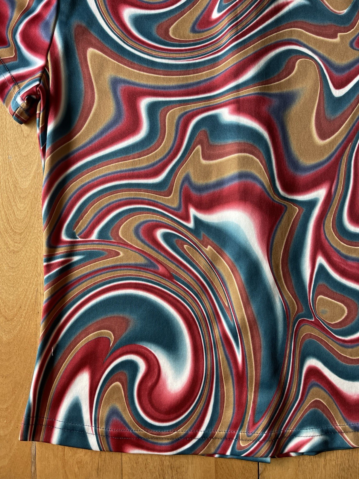 Vintage 90s In Charge Groovy Swirl Button Shirt Size Large Hippie Made In USA